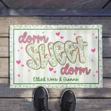 Load image into Gallery viewer, Personalized Floral Stripes Doormat Custom Name Gift for Dorm

