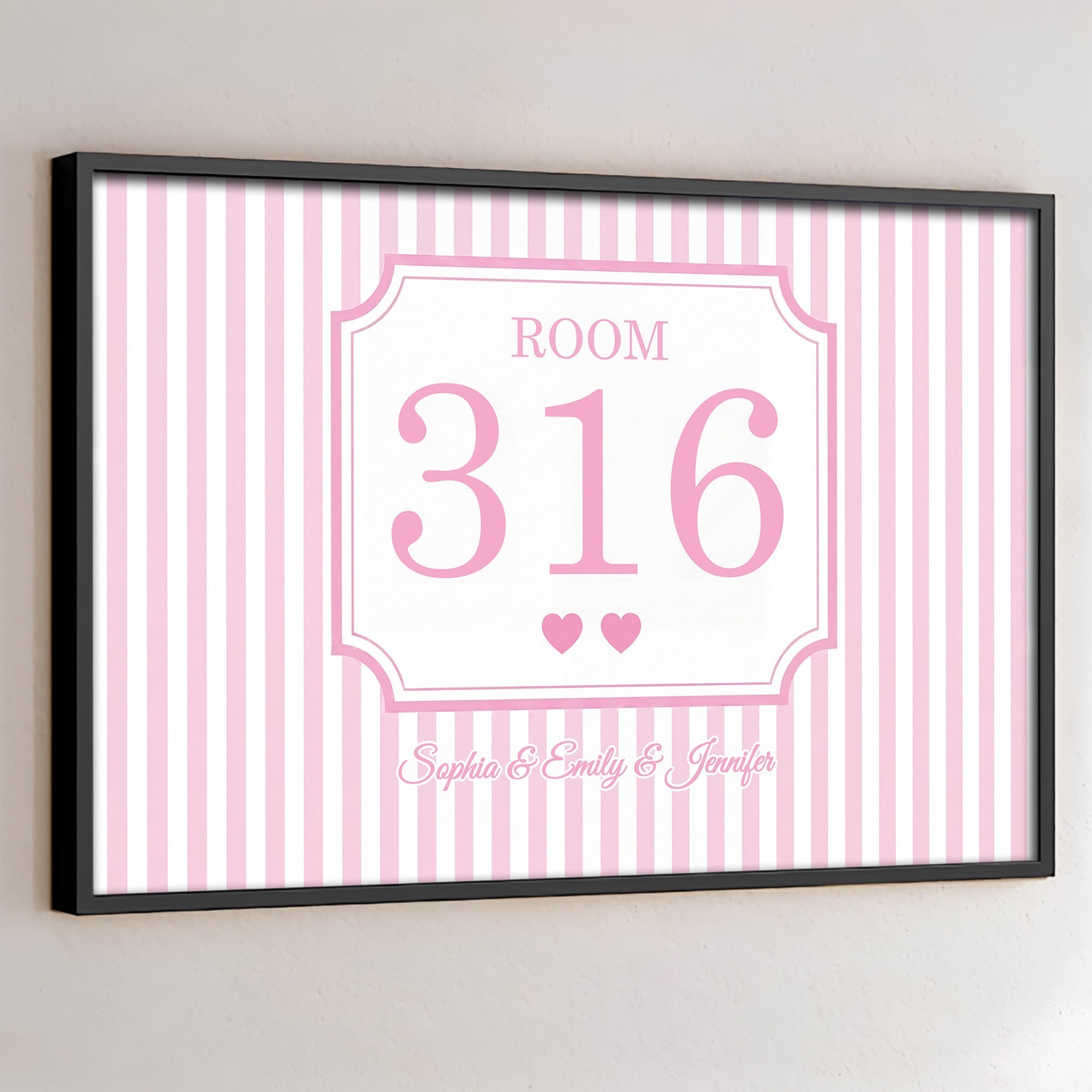 Personalized Dorm Room Poster Custom Name Hearts Stripes