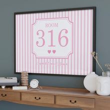 Load image into Gallery viewer, Personalized Dorm Room Poster Custom Name Hearts Stripes
