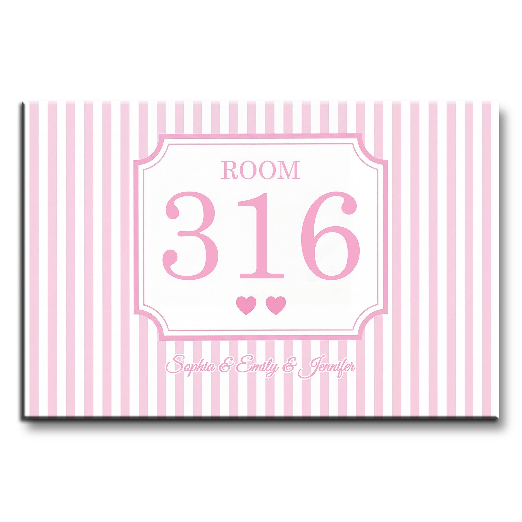 Personalized Dorm Room Poster Custom Name Hearts Stripes