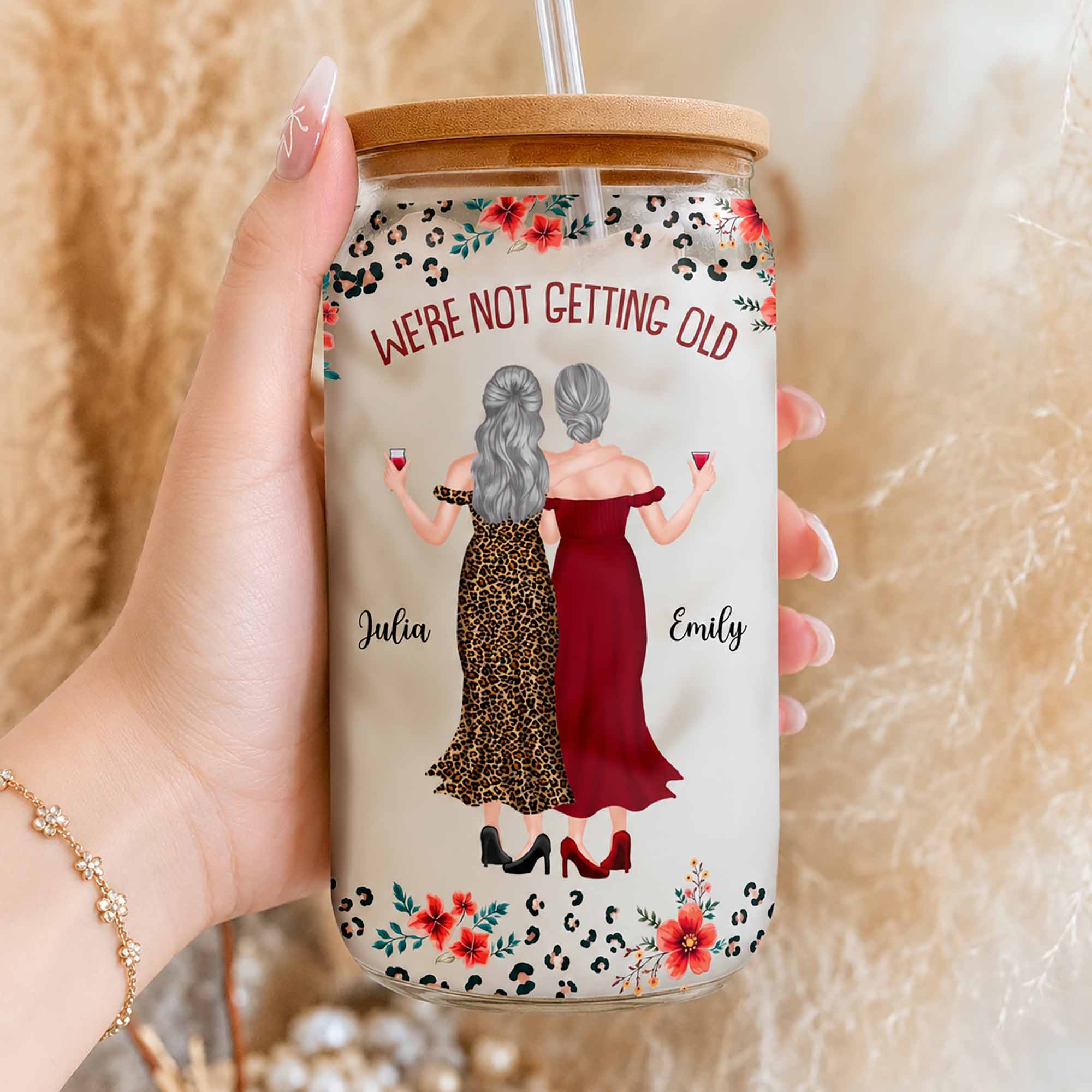Personalized Clear Glass Can Custom Name Gift for Besties