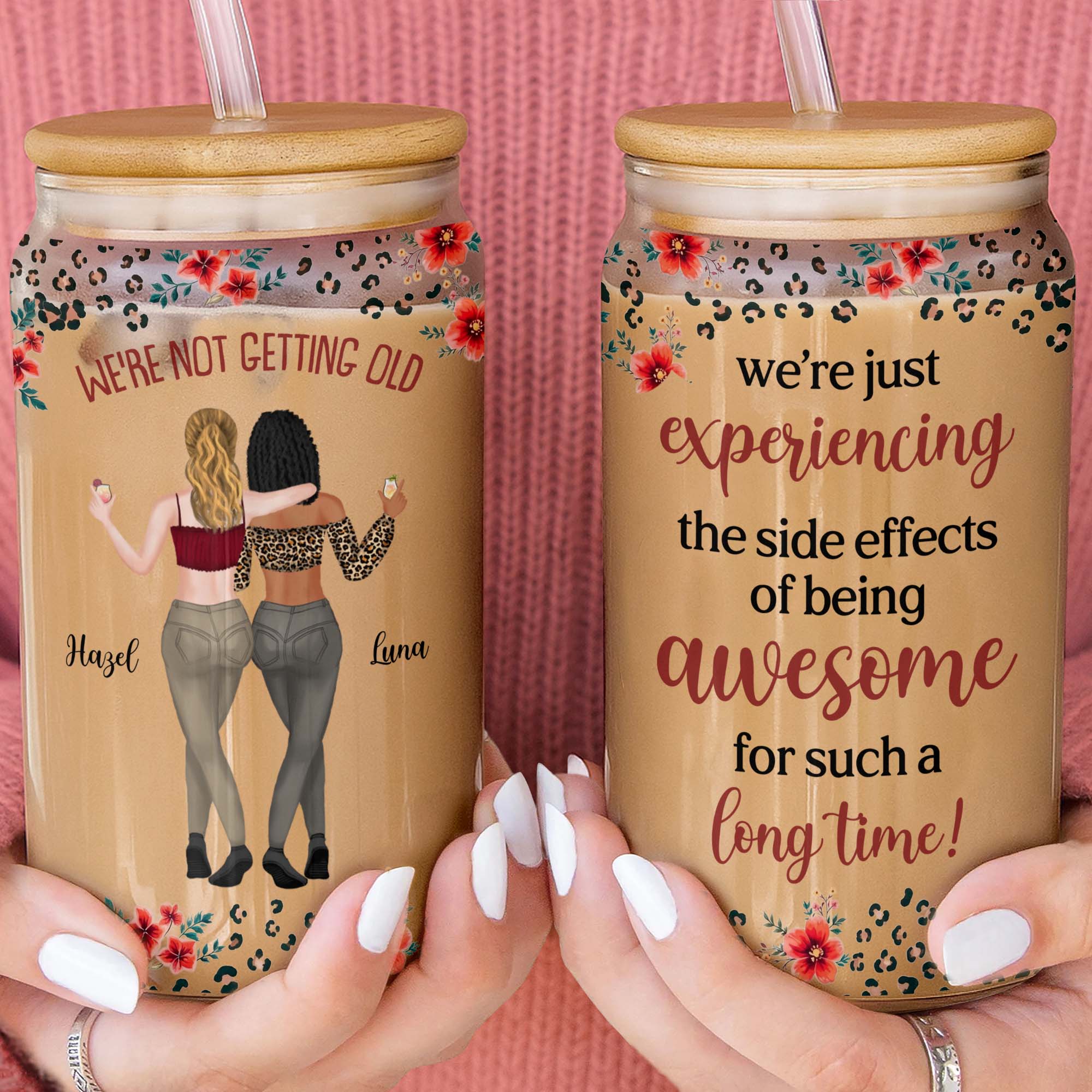 Personalized Clear Glass Can Custom Name Gift for Besties