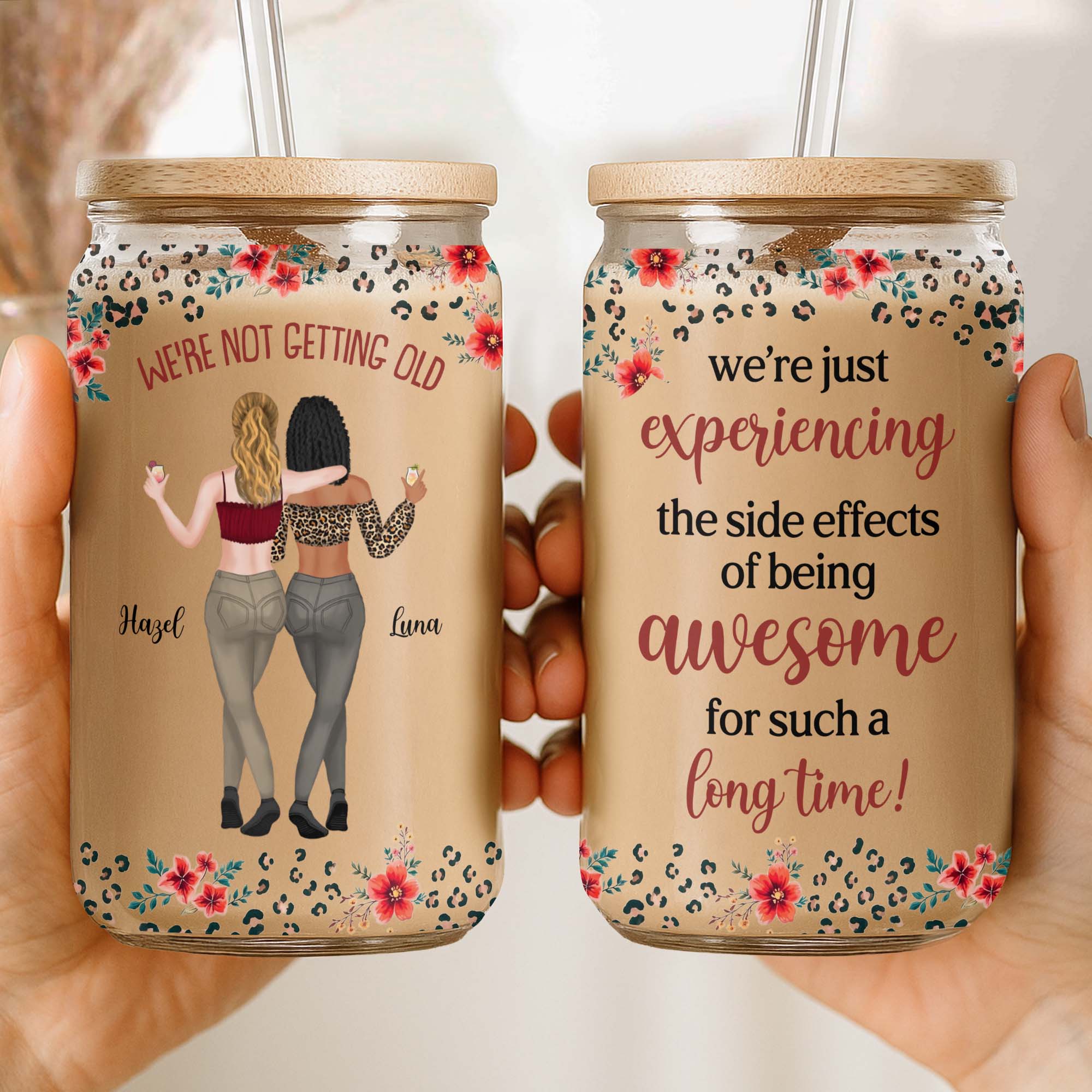 Personalized Clear Glass Can Custom Name Gift for Besties