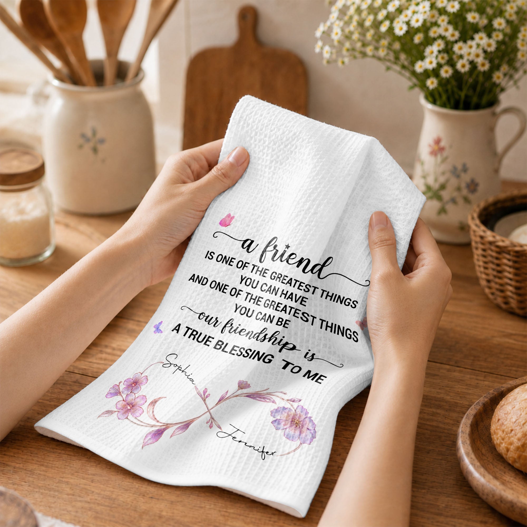 Personalized Kitchen Towel Custom Name Gift for Best Friend
