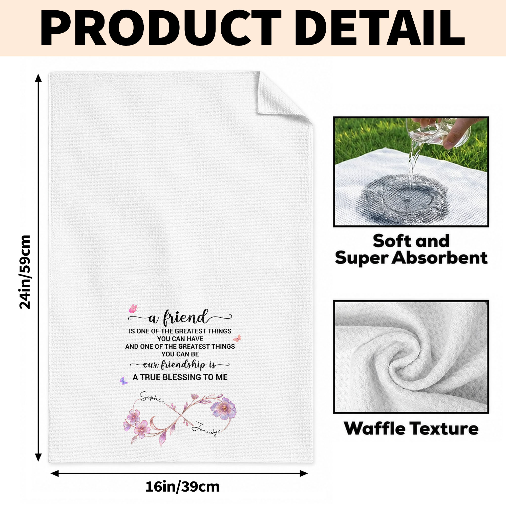 Personalized Kitchen Towel Custom Name Gift for Best Friend