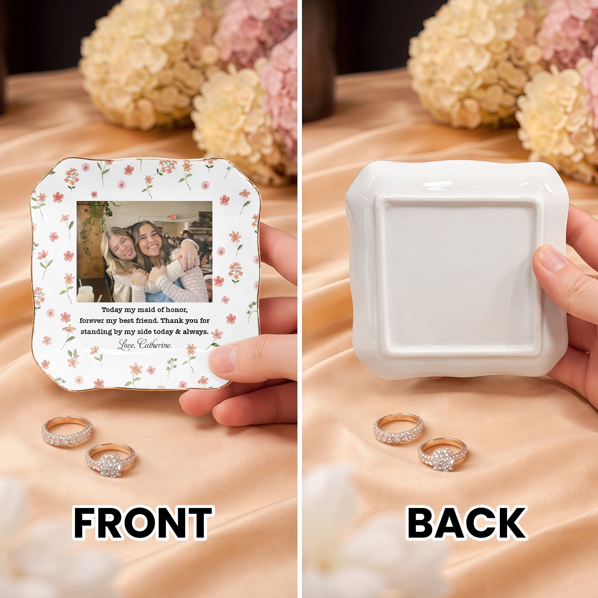 Personalized Lace Jewelry Dish Custom Photo Gift for Best Friend