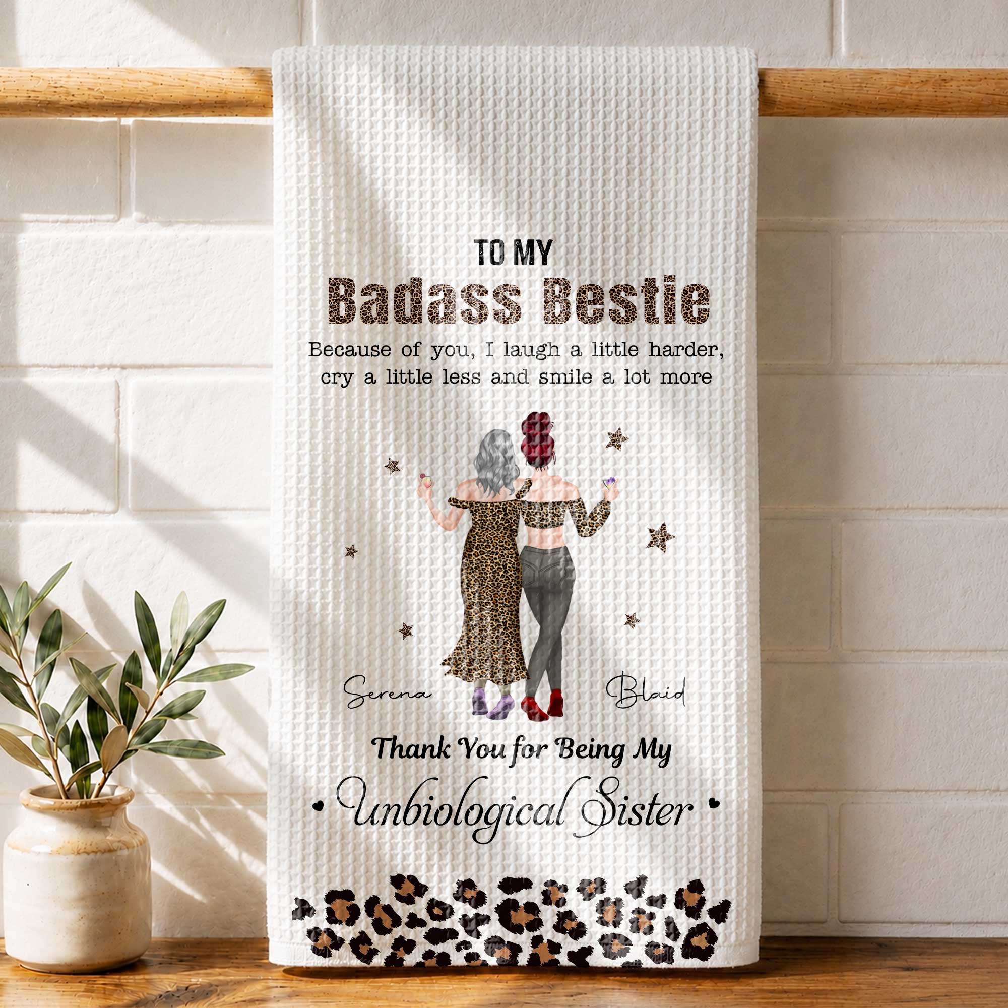 Personalized Leopard Print Kitchen Towel Custom Gift for Best Friend