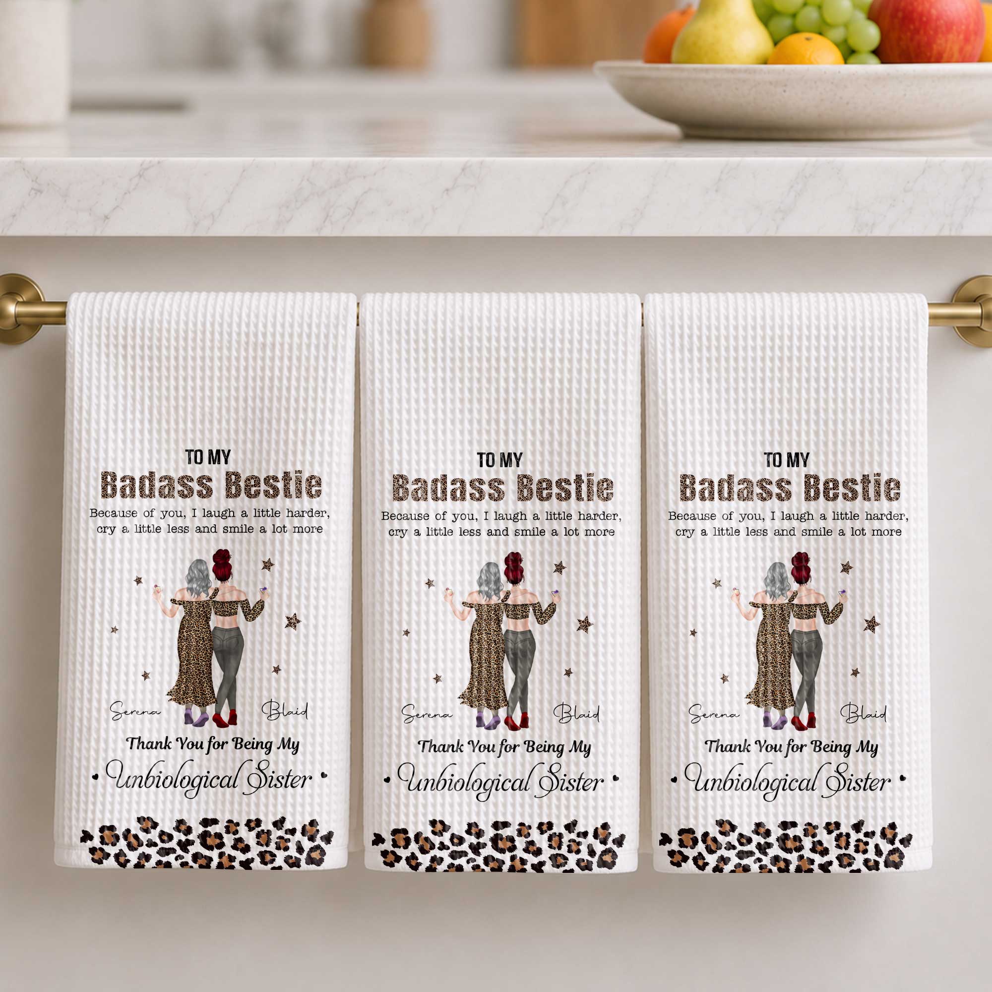 Personalized Leopard Print Kitchen Towel Custom Gift for Best Friend