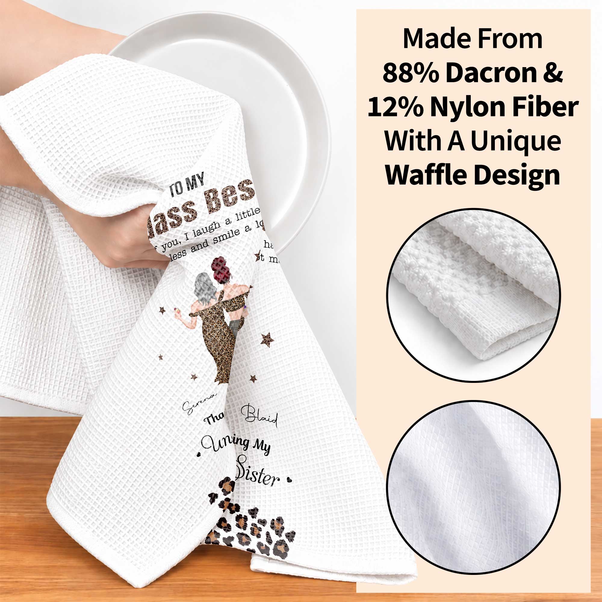 Personalized Leopard Print Kitchen Towel Custom Gift for Best Friend