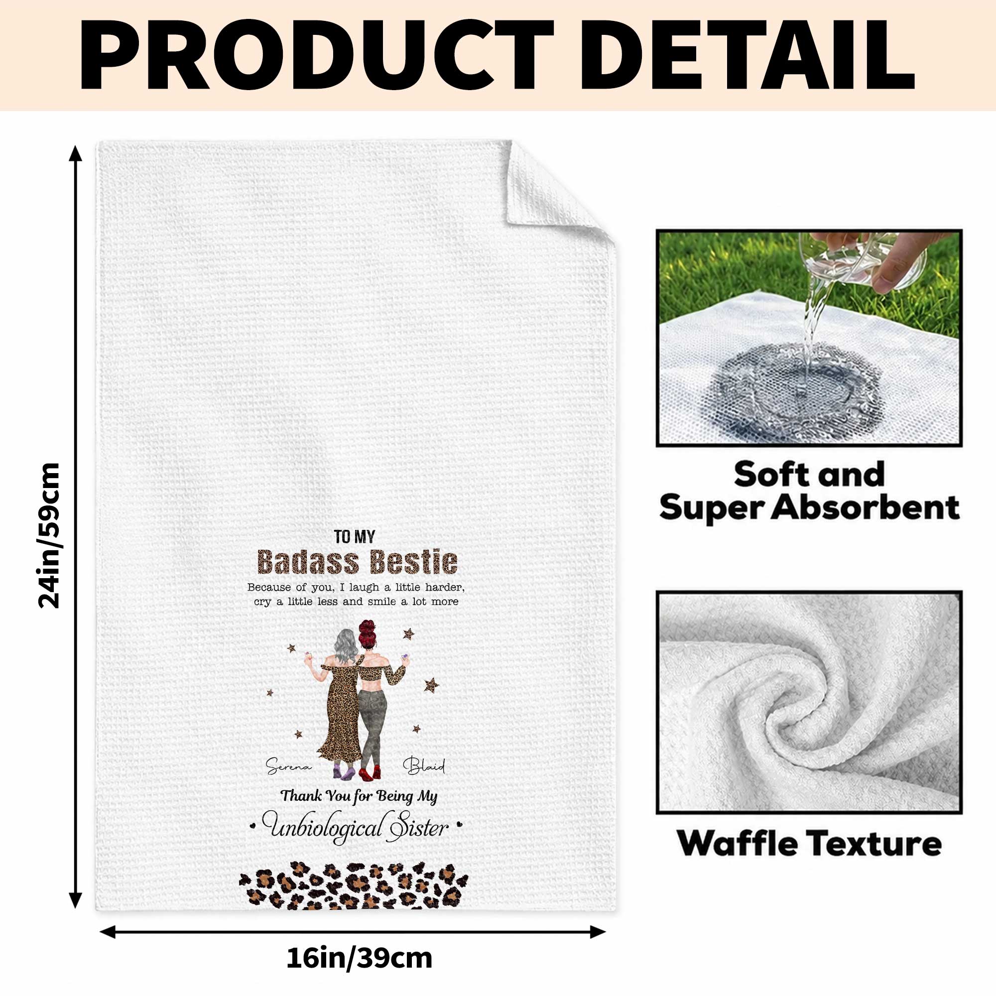 Personalized Leopard Print Kitchen Towel Custom Gift for Best Friend