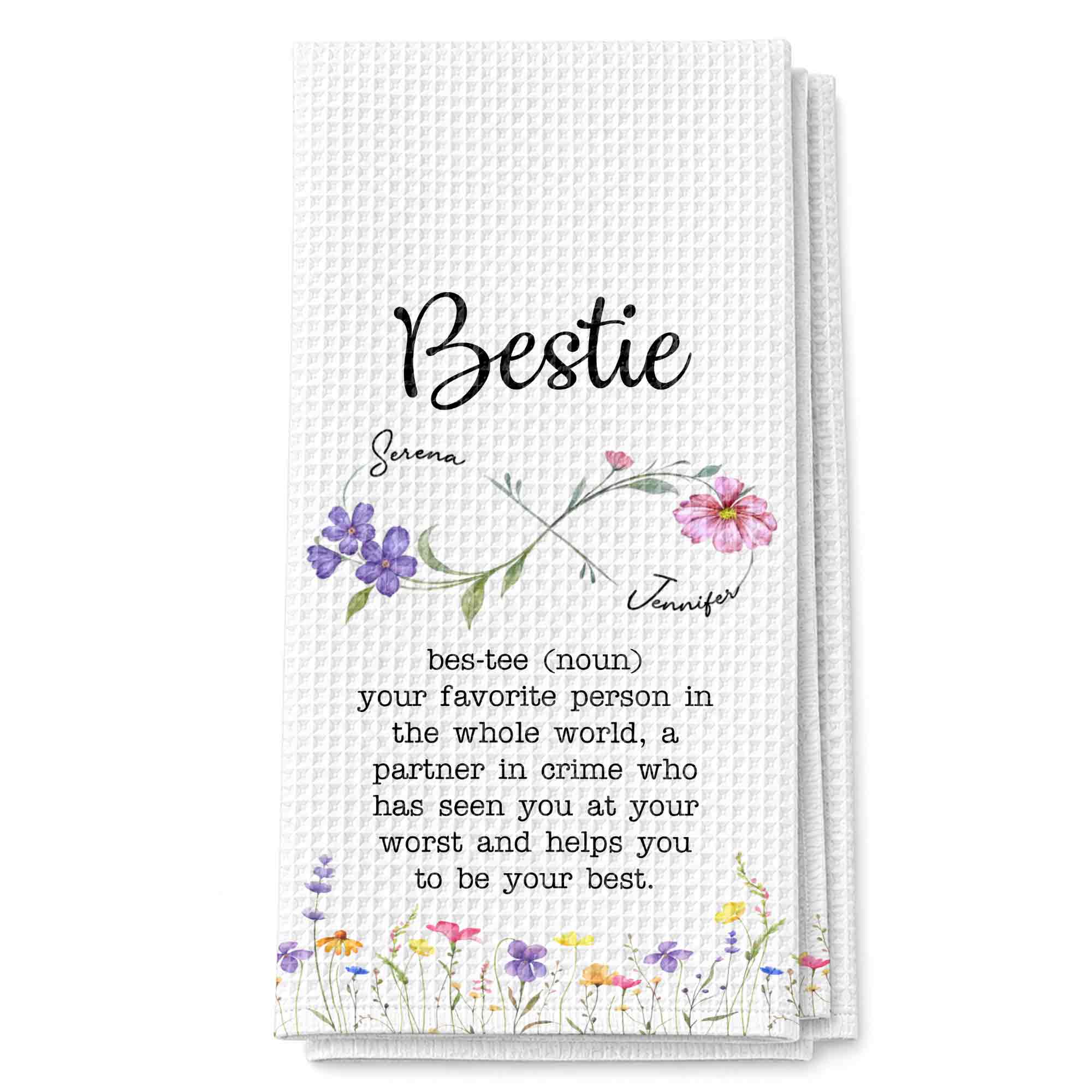 Personalized Kitchen Towel Custom Bestie Definition Gift