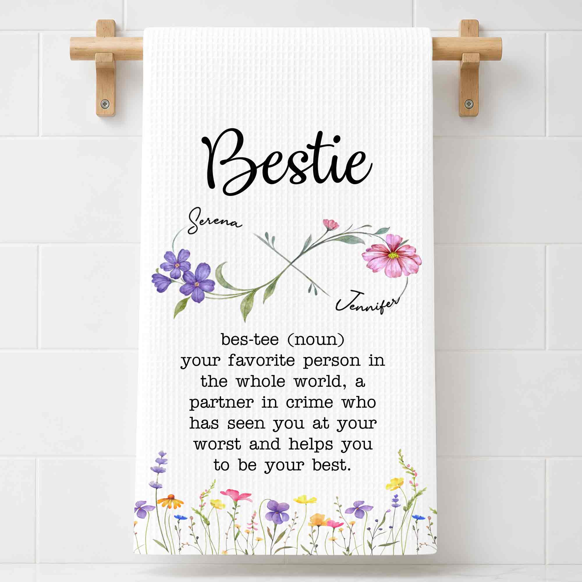 Personalized Kitchen Towel Custom Bestie Definition Gift