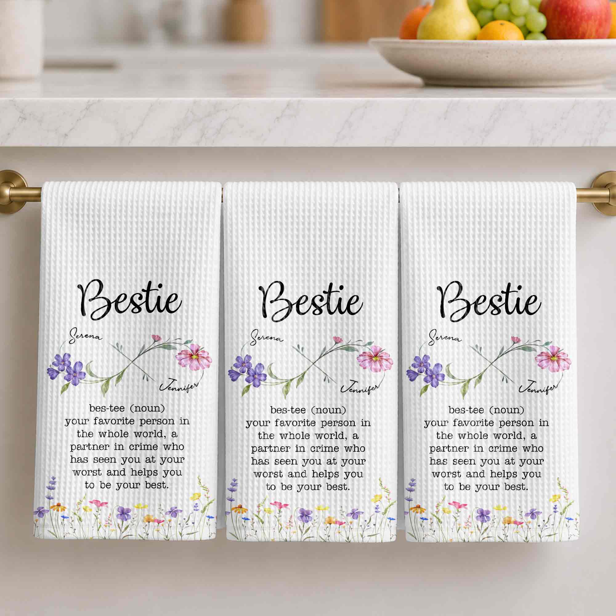 Personalized Kitchen Towel Custom Bestie Definition Gift
