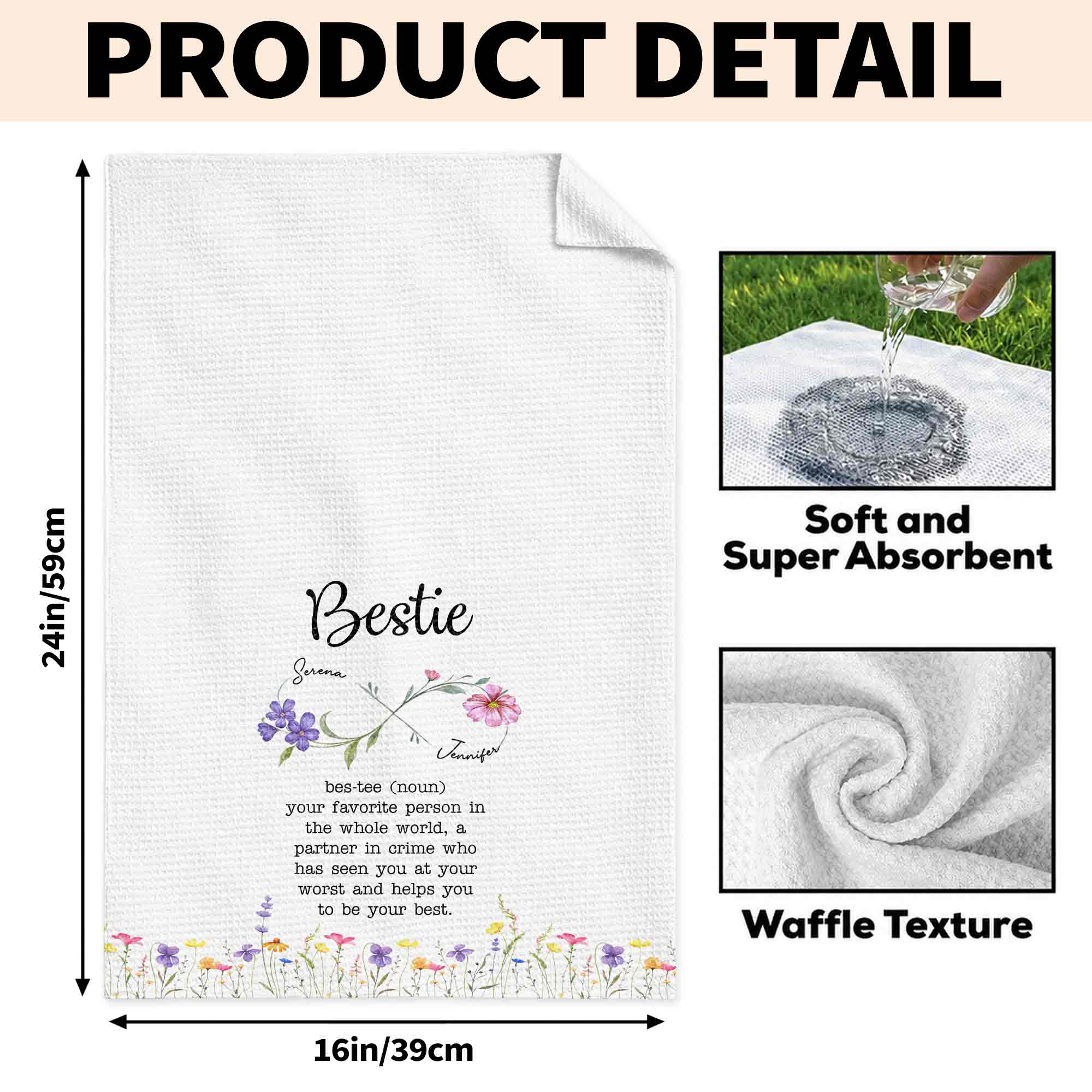 Personalized Kitchen Towel Custom Bestie Definition Gift