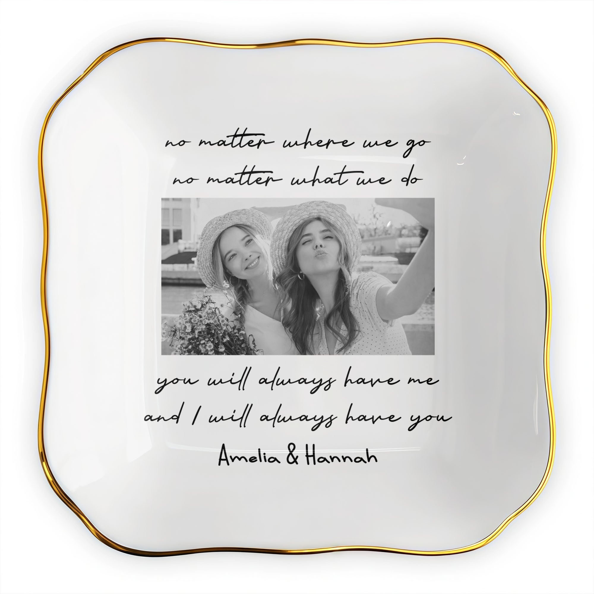 Personalized Lace Square Jewelry Dish Custom Name Gift for Best Friends