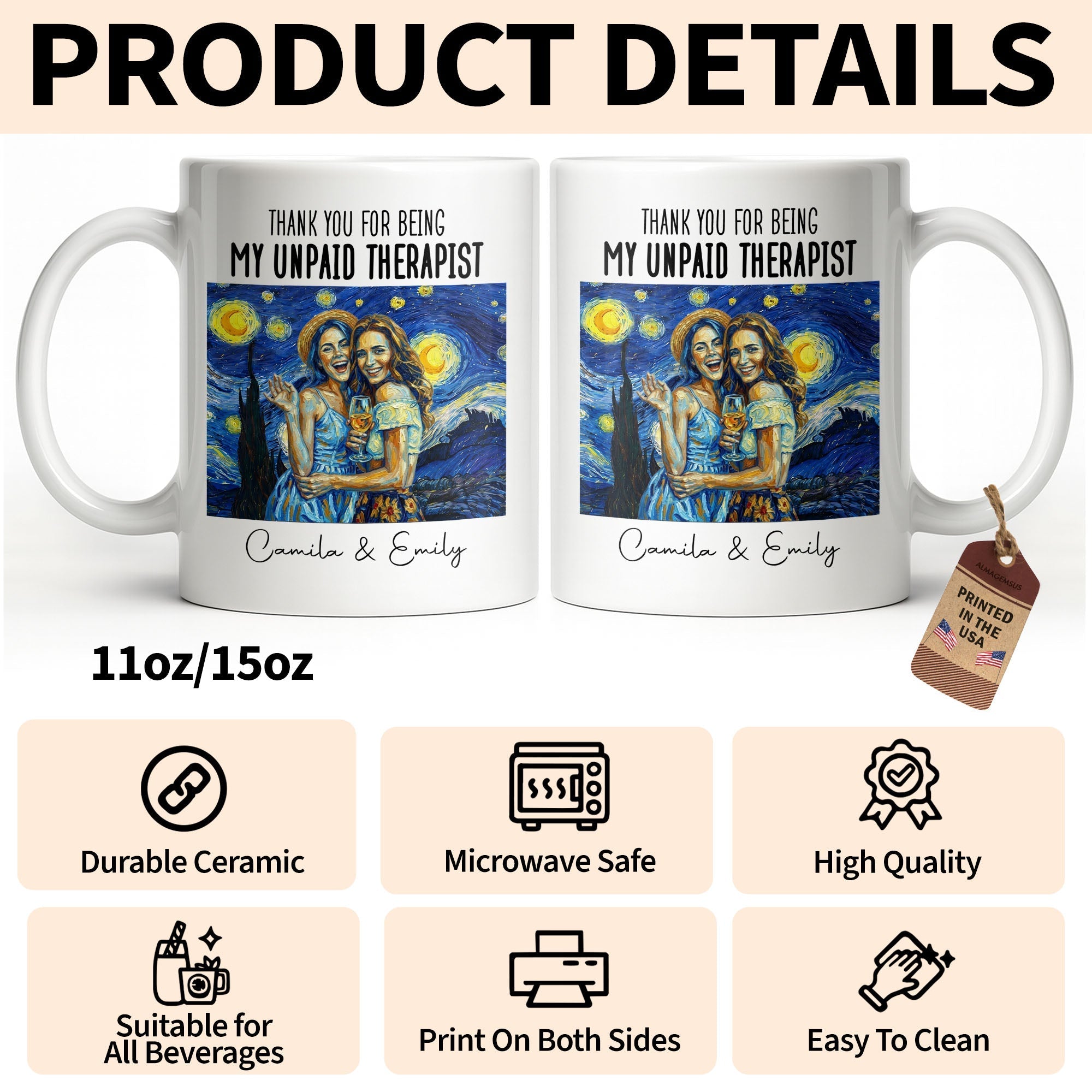 Personalized Photo Upload Coffee Mug for Best Friend Gift