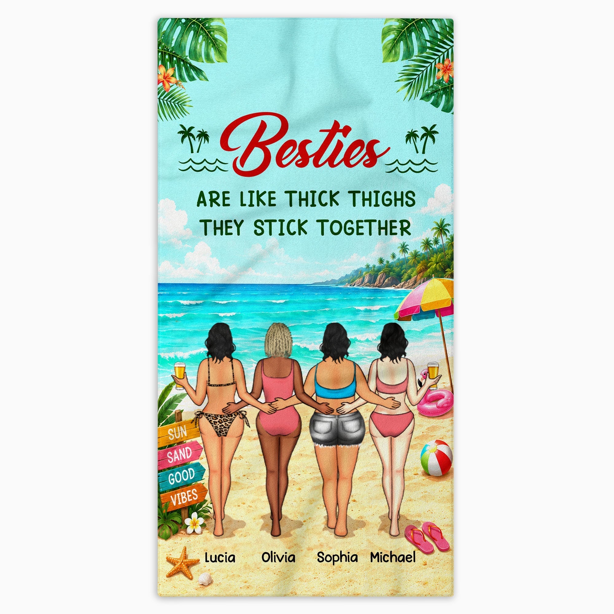 Personalized Beach Towel Custom Name Best Friend Gift for Summer