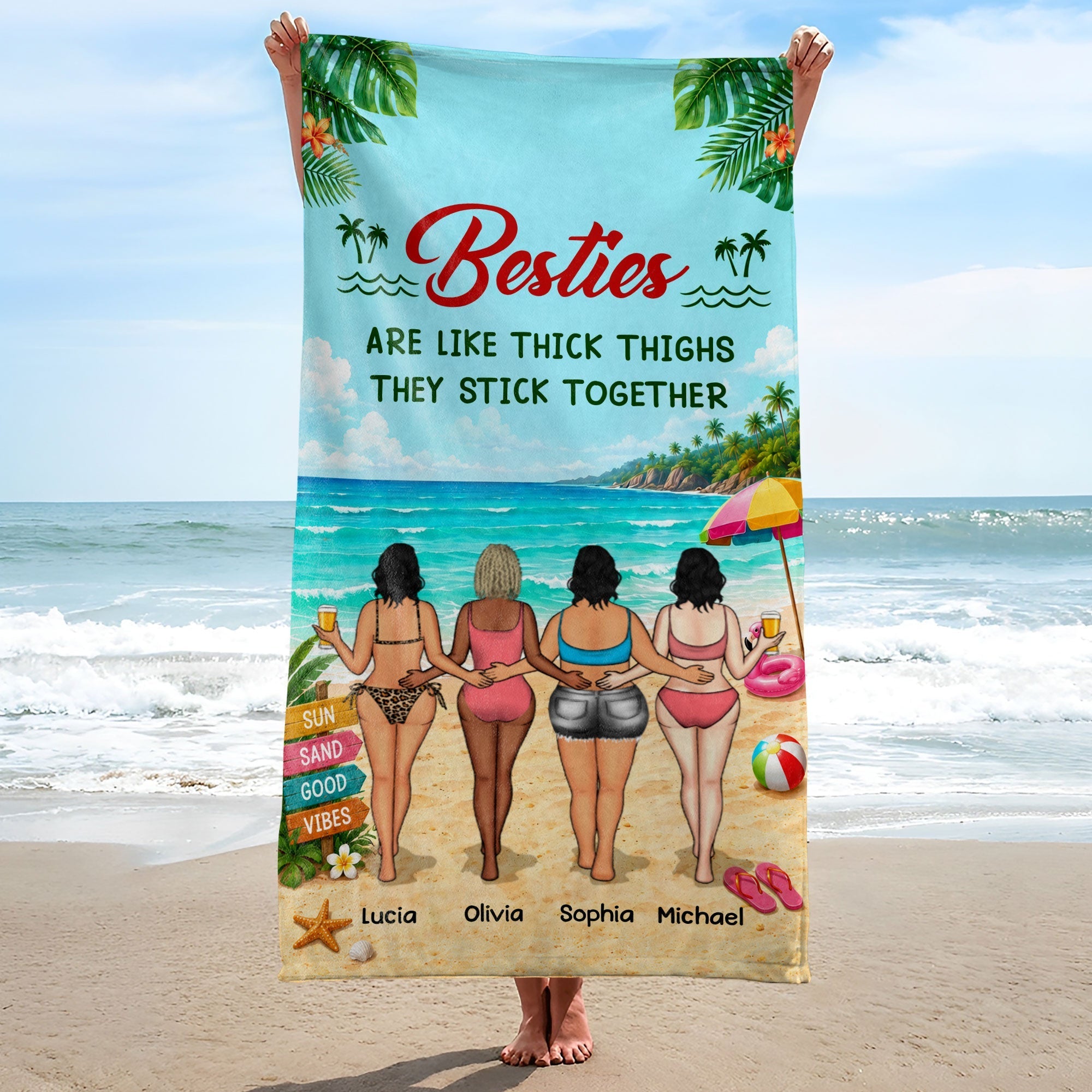 Personalized Beach Towel Custom Name Best Friend Gift for Summer
