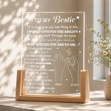 Load image into Gallery viewer, Personalized Acrylic Night Light Custom Bestie Gift with Wood Base
