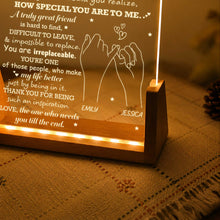 Load image into Gallery viewer, Personalized Acrylic Night Light Custom Bestie Gift with Wood Base
