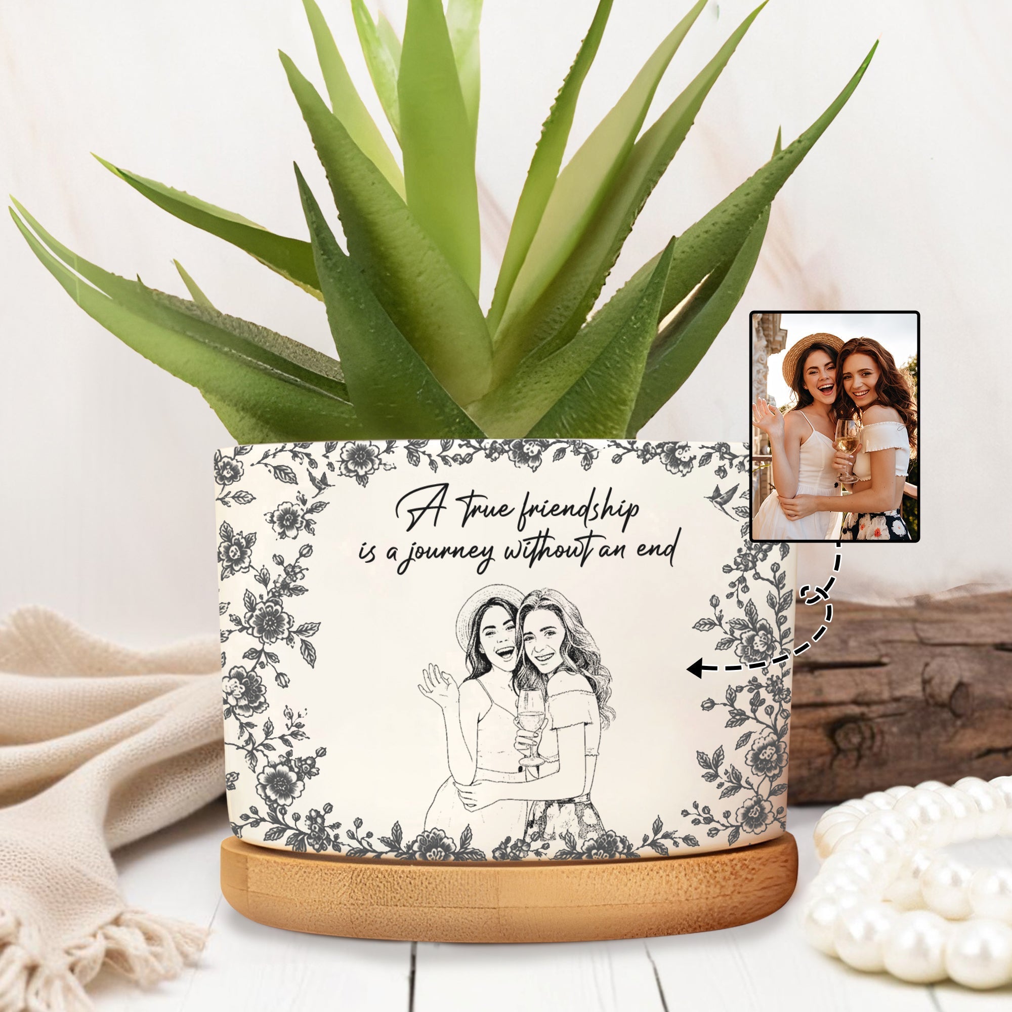 Personalized Ceramic Plant Pot Custom Name Gift for Best Friend