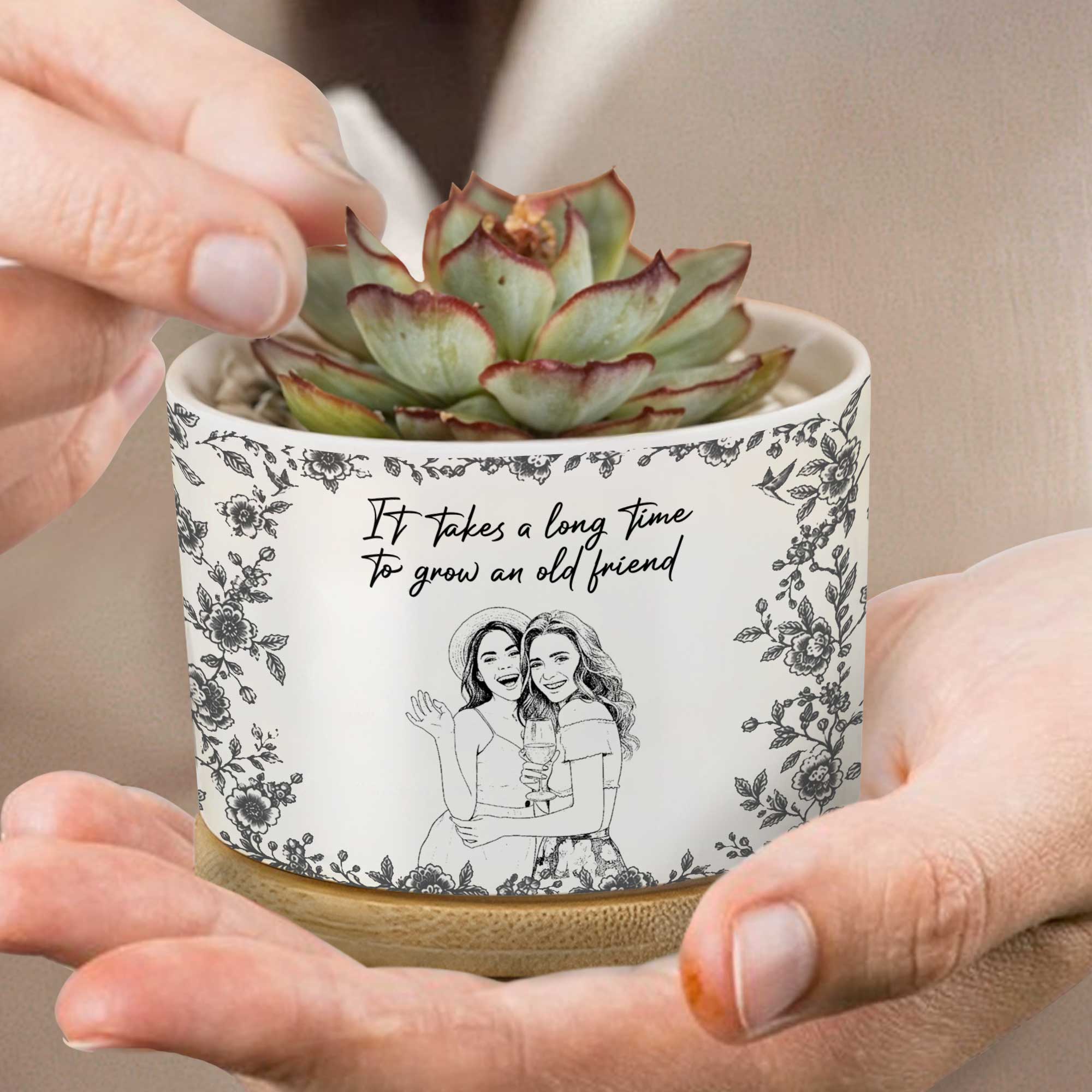 Personalized Ceramic Plant Pot Custom Name Gift for Best Friend