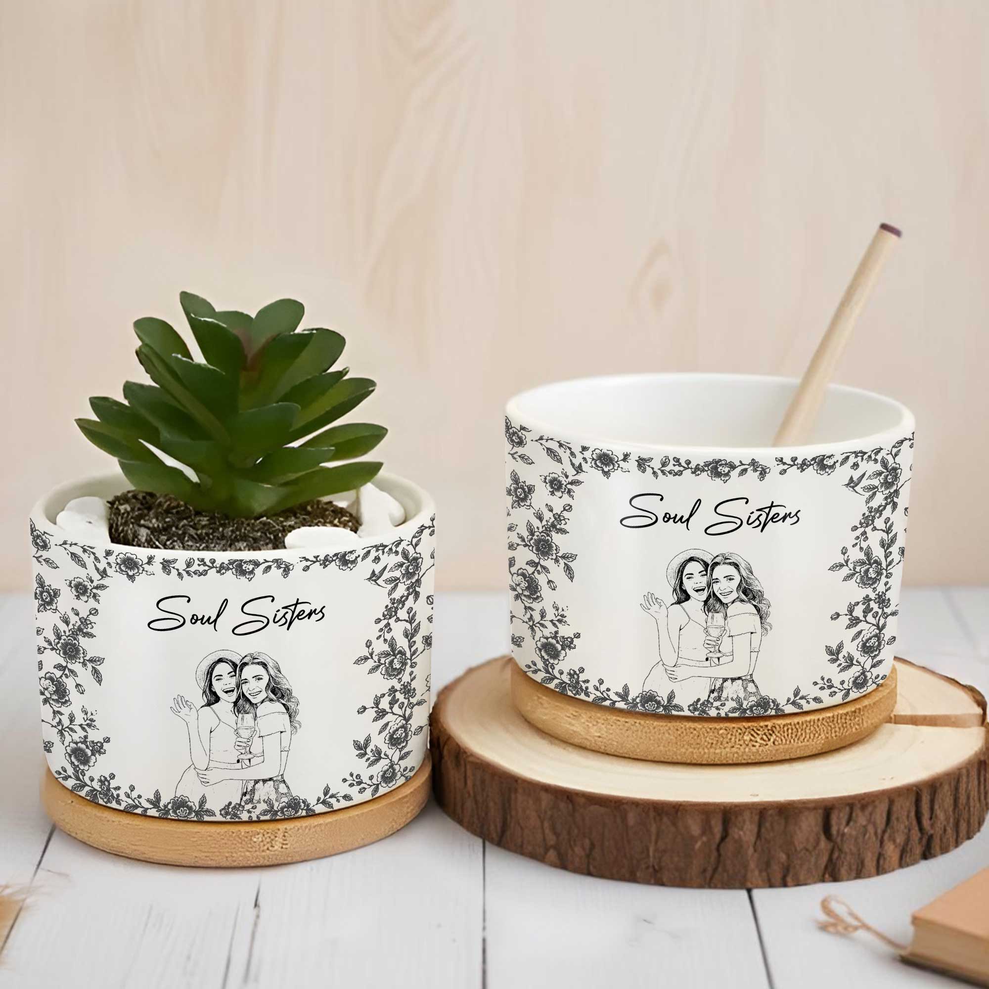 Personalized Ceramic Plant Pot Custom Name Gift for Best Friend