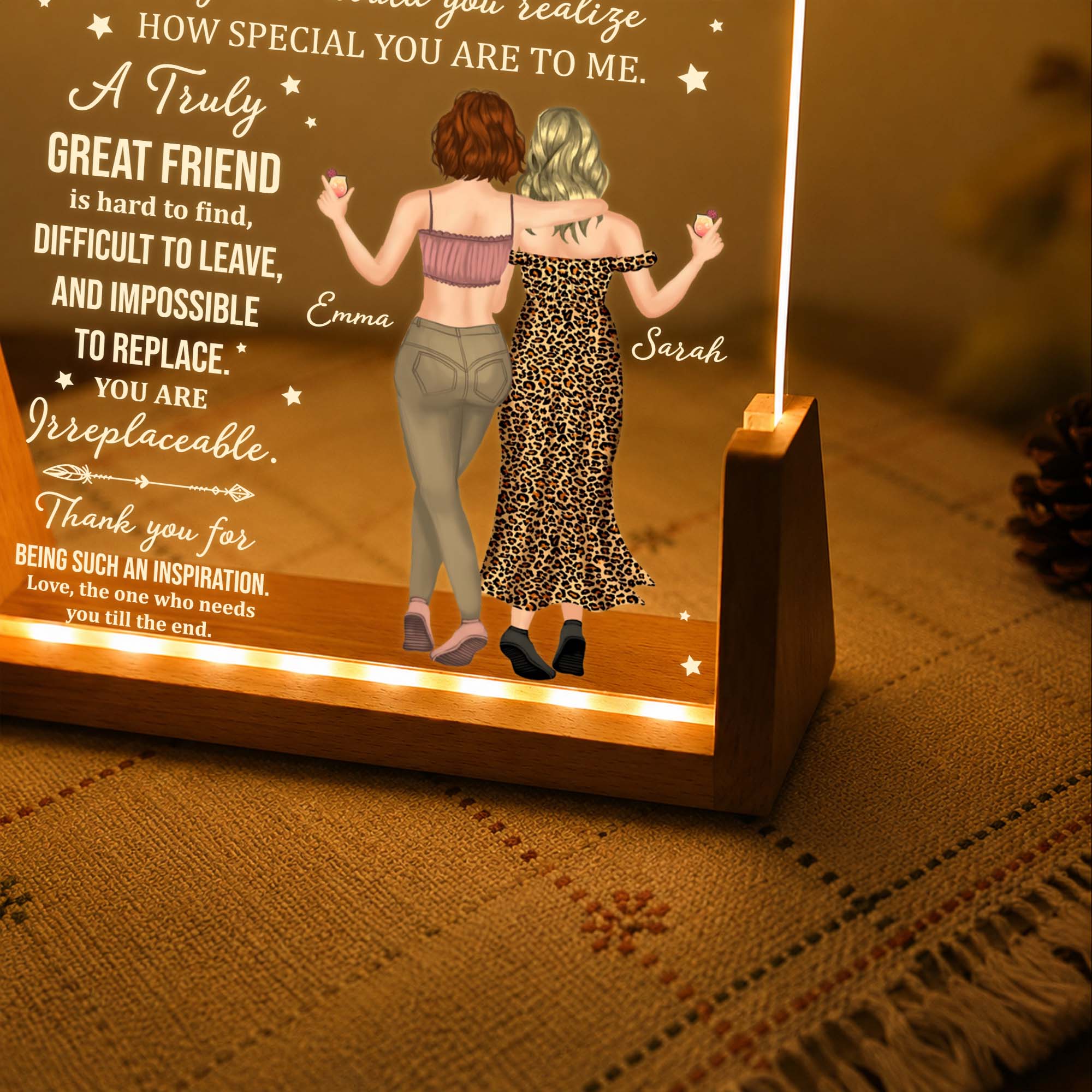 Personalized Acrylic Night Light Custom Bestie Gift for Friends
