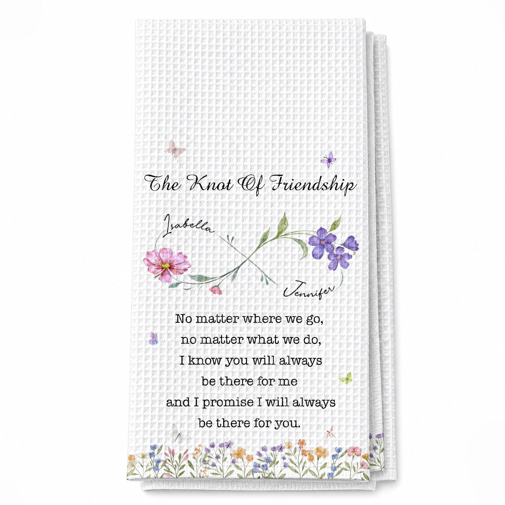 Personalized Kitchen Towel Custom Birth Month Flowers Gift for Best Friends