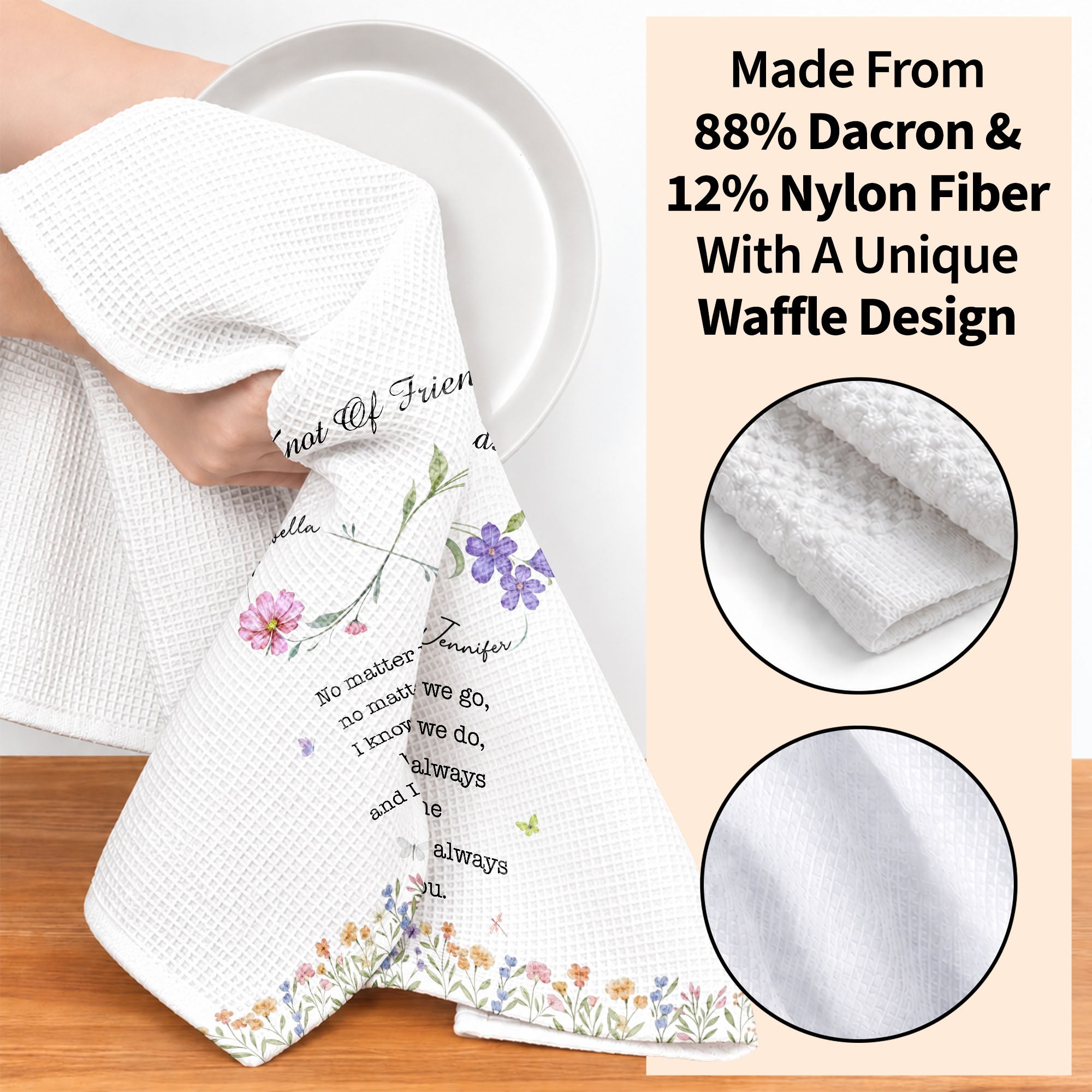 Personalized Kitchen Towel Custom Birth Month Flowers Gift for Best Friends