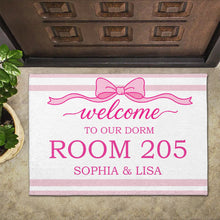 Load image into Gallery viewer, Personalized Pink Ribbon Bow Doormat Custom Name Gift for BFF
