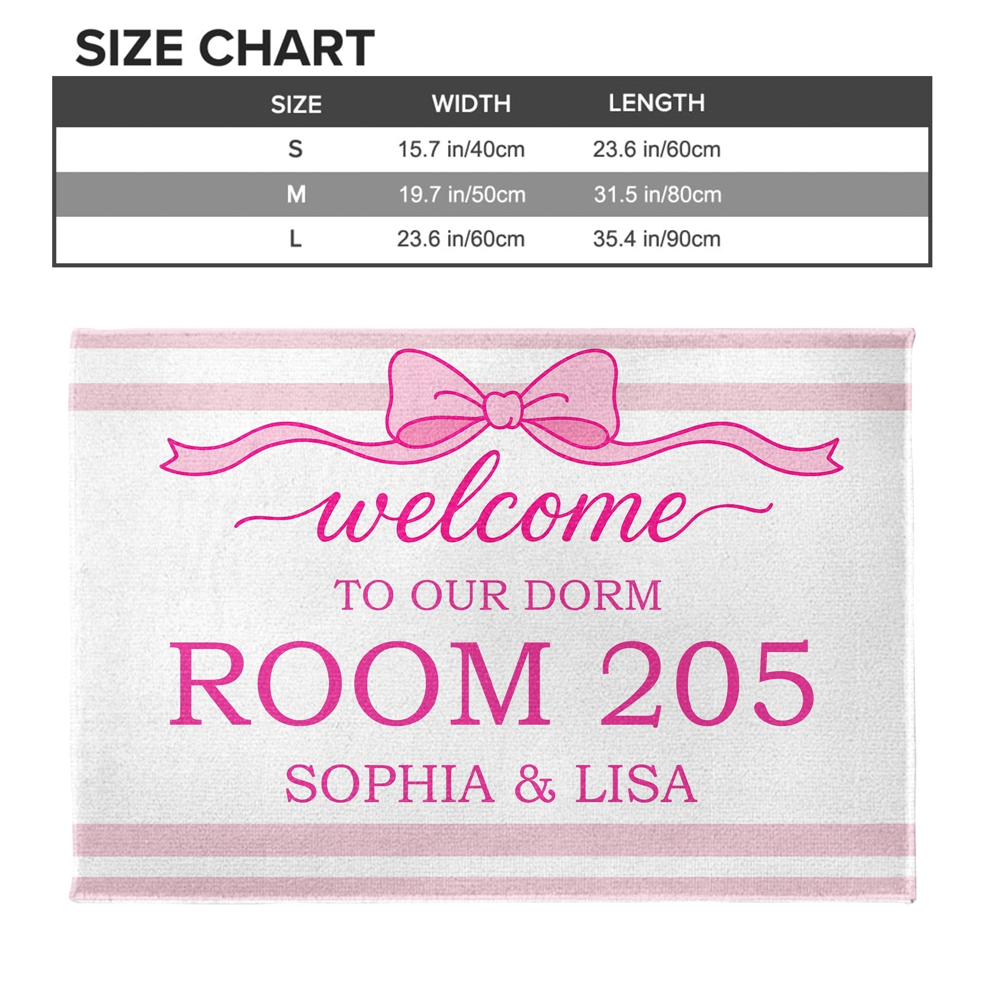 Personalized Pink Ribbon Bow Doormat Custom Name Gift for BFF