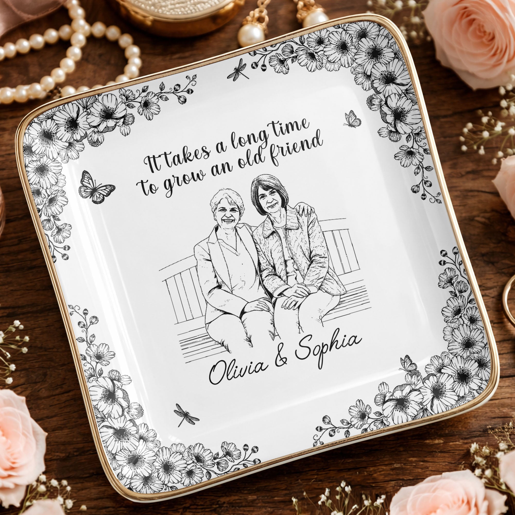 Personalized Ceramic Jewelry Dish Custom Best Friend Gift for BFF