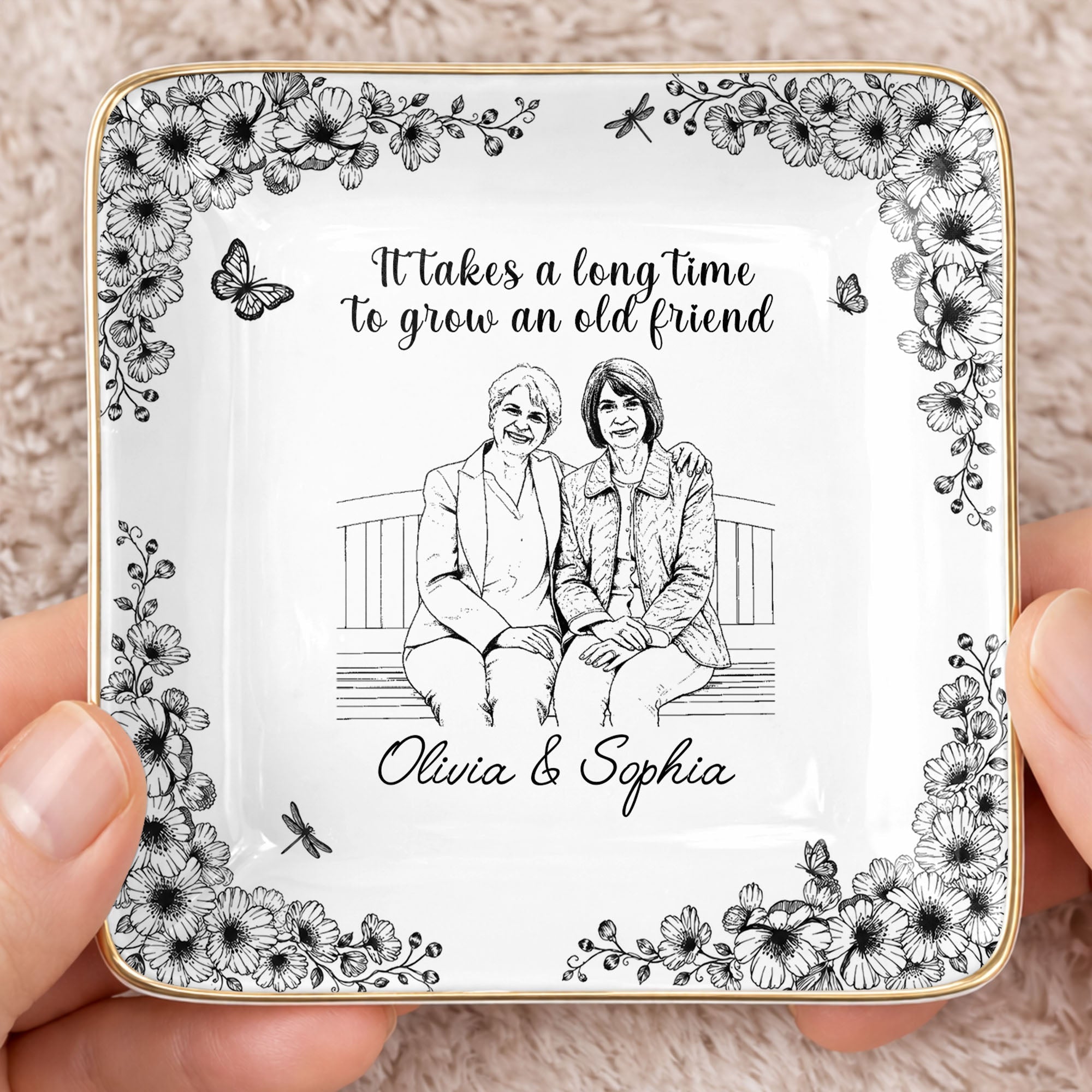 Personalized Ceramic Jewelry Dish Custom Best Friend Gift for BFF
