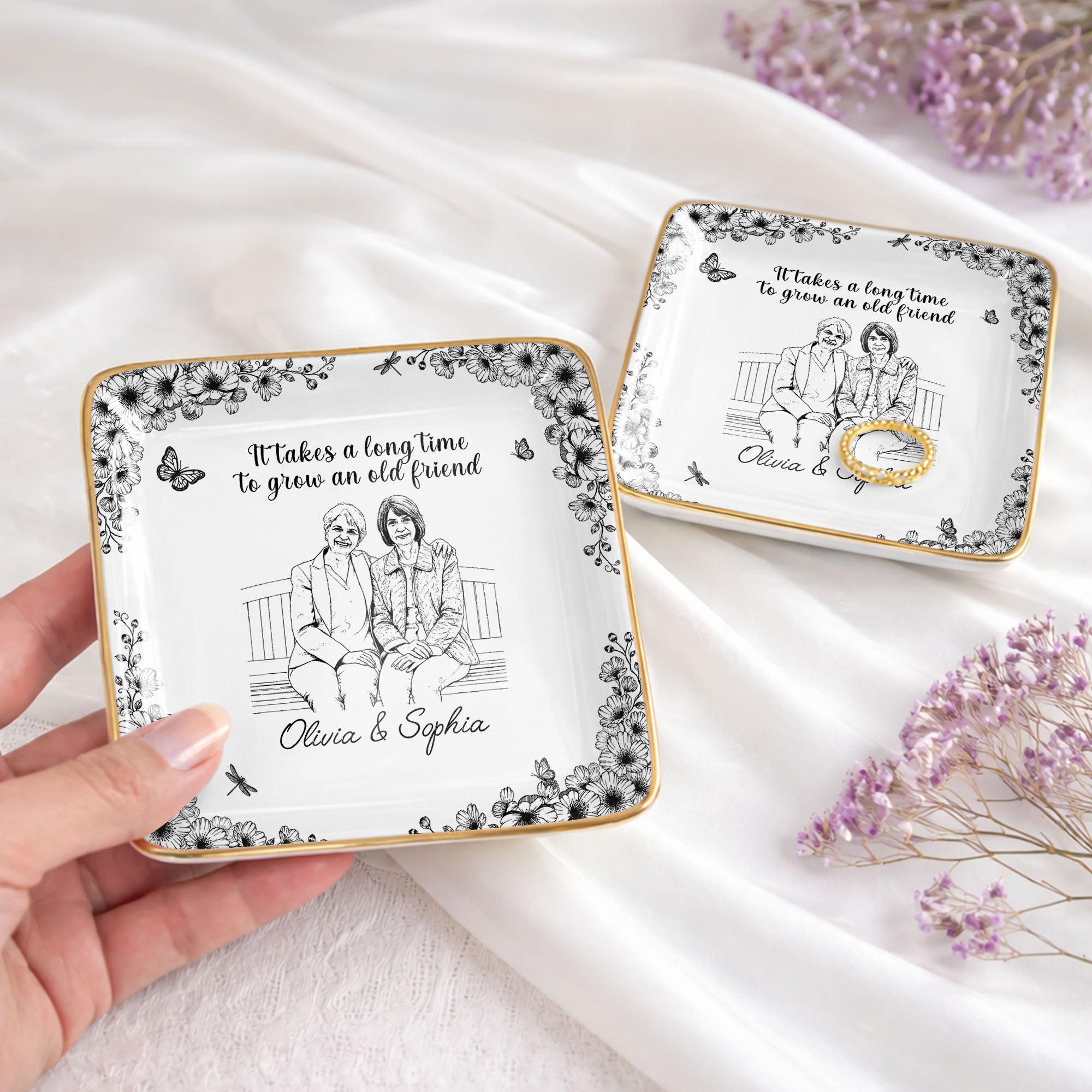 Personalized Ceramic Jewelry Dish Custom Best Friend Gift for BFF