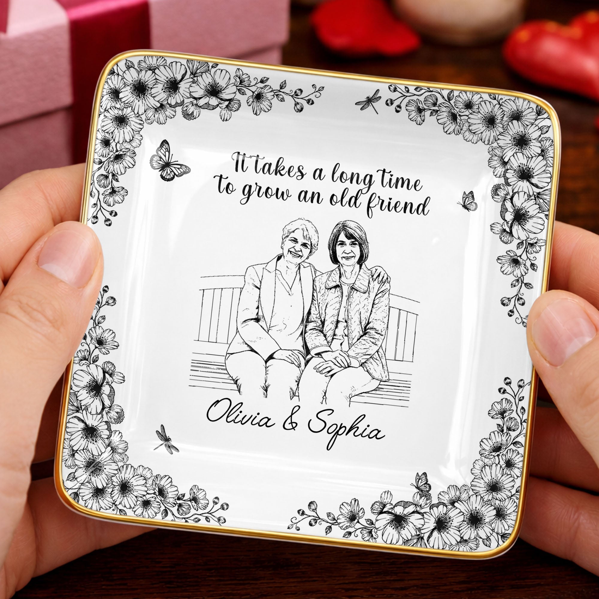 Personalized Ceramic Jewelry Dish Custom Best Friend Gift for BFF