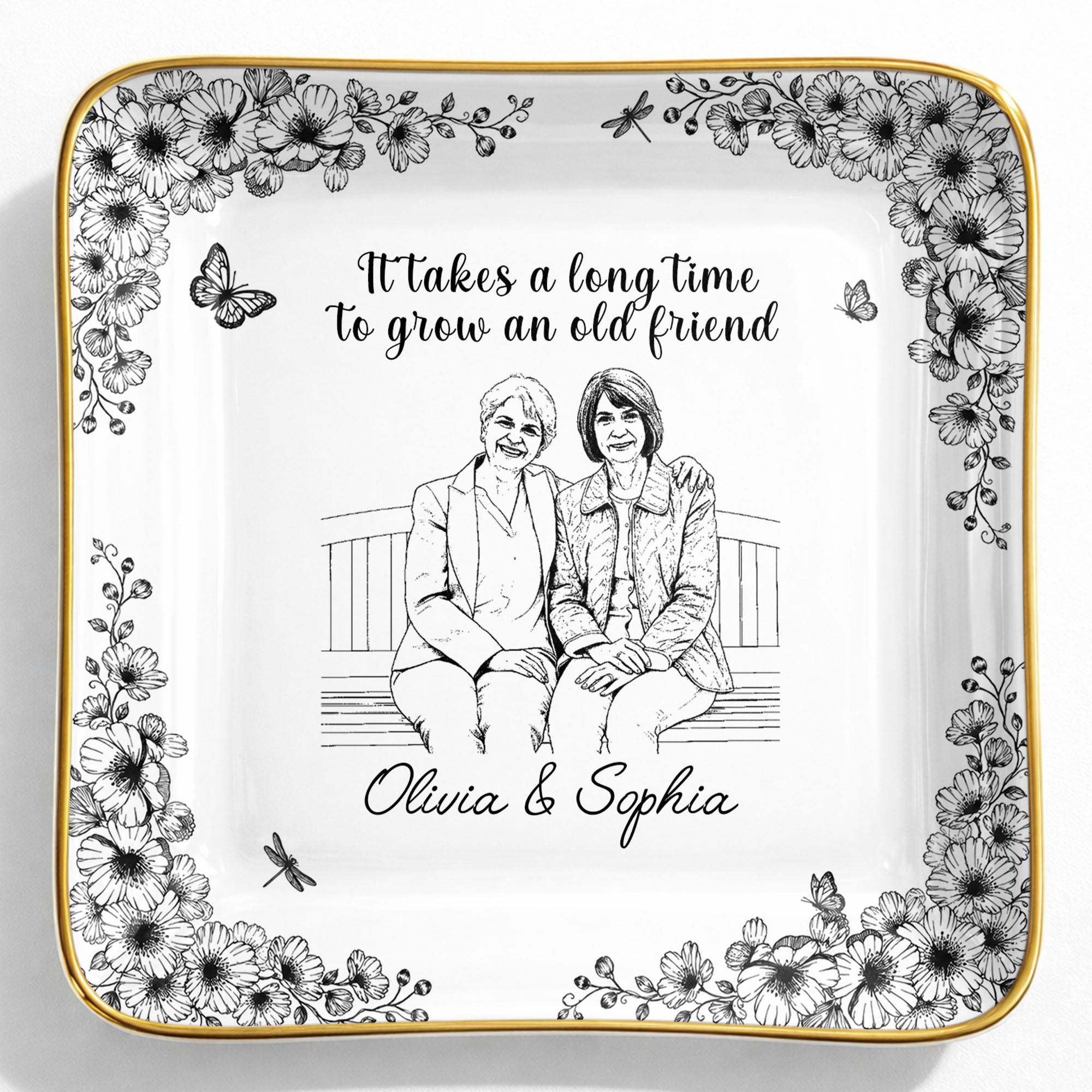 Personalized Ceramic Jewelry Dish Custom Best Friend Gift for BFF