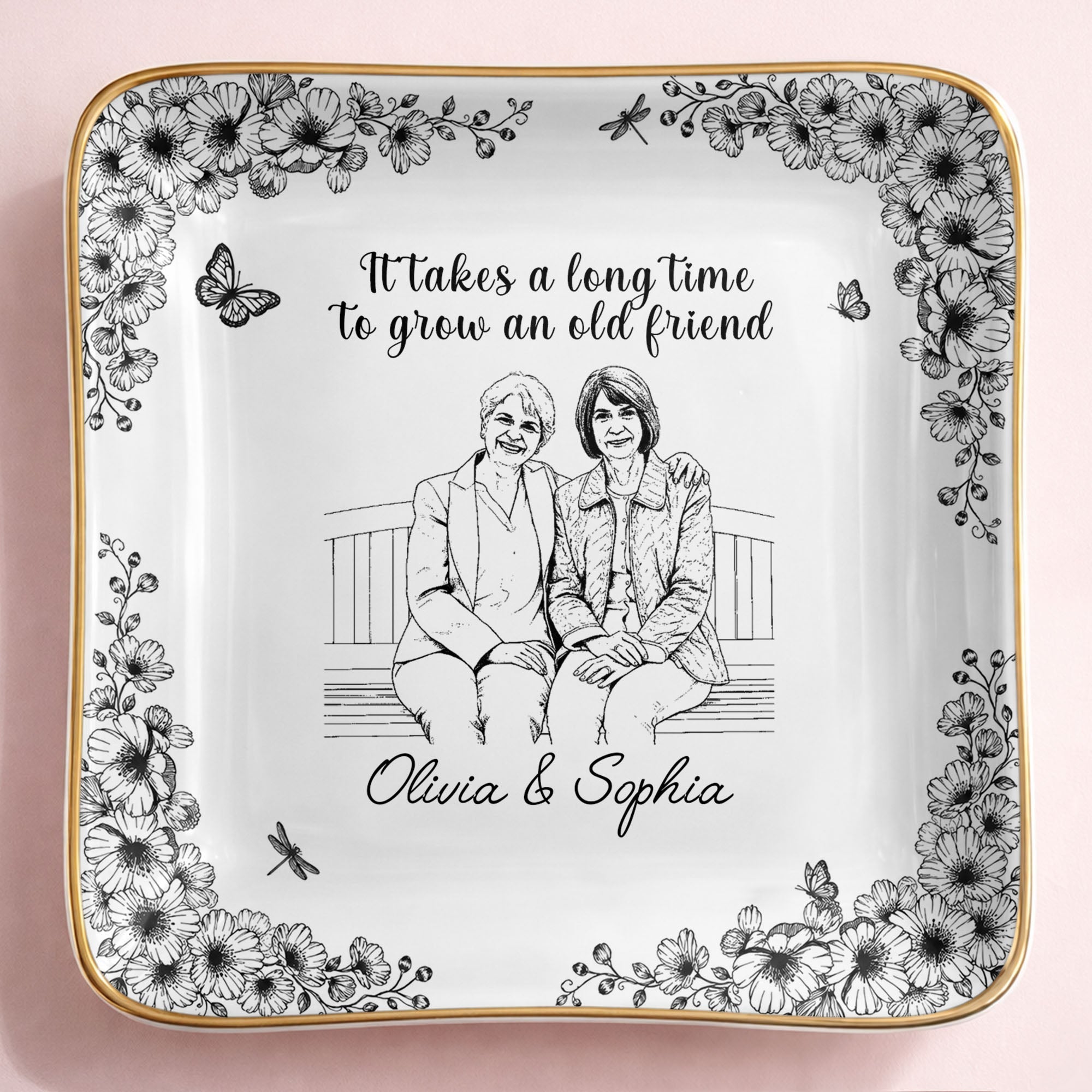 Personalized Ceramic Jewelry Dish Custom Best Friend Gift for BFF