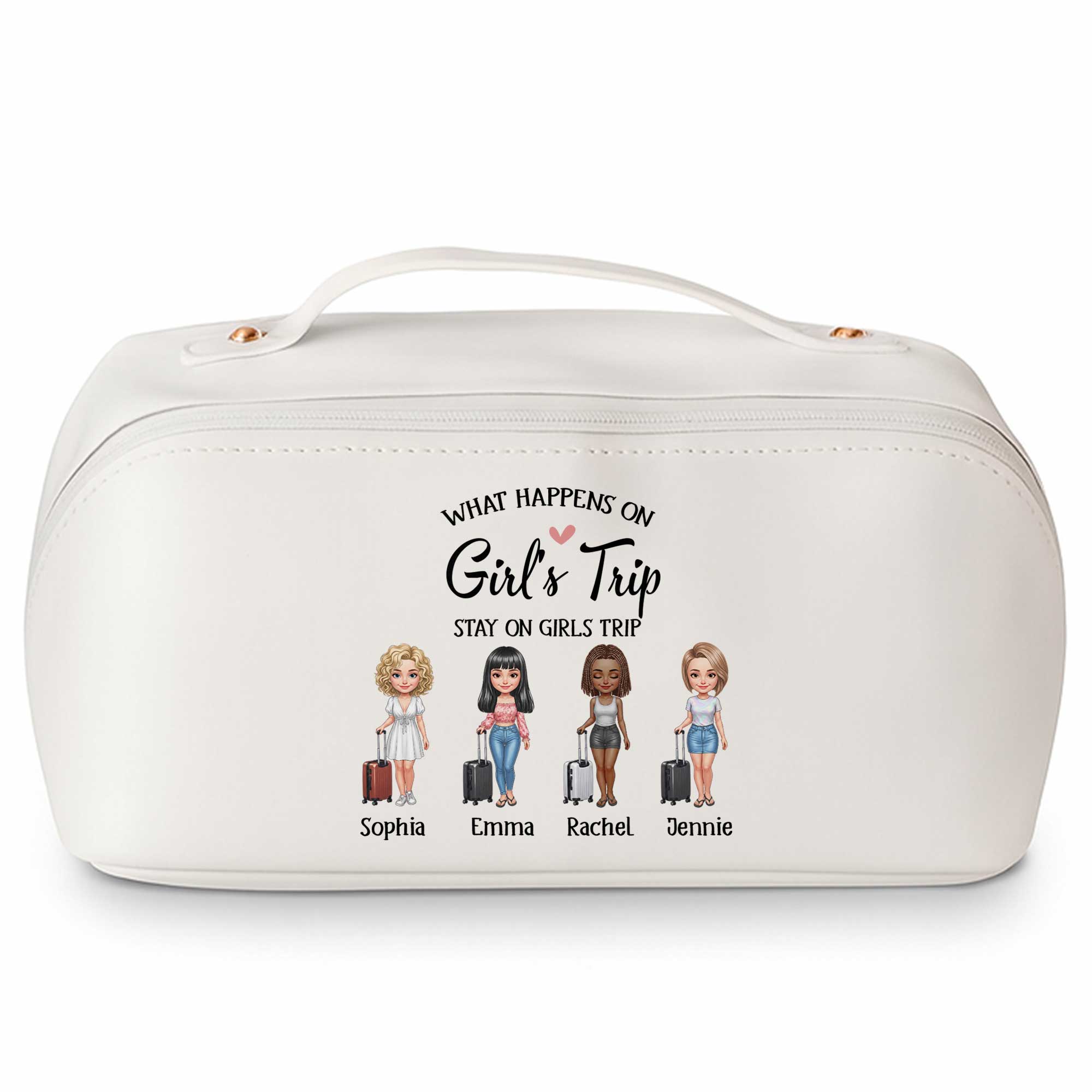 Personalized Faux Leather Makeup Bag Custom Name Gift for Besties