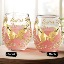 Load image into Gallery viewer, Personalized Stemless Wine Glass Bestie Gift Custom Name Floral

