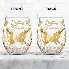 Load image into Gallery viewer, Personalized Stemless Wine Glass Bestie Gift Custom Name Floral
