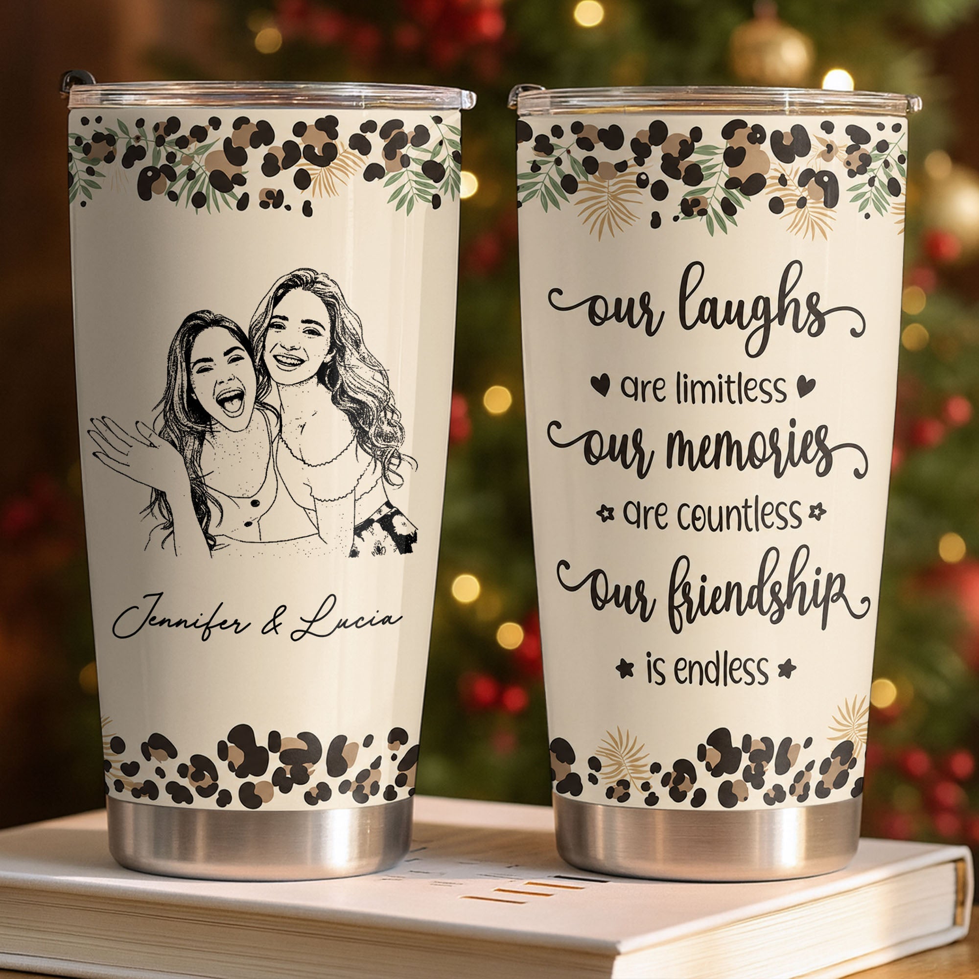 Personalized Leopard Print 20oz Tumbler Custom Gift for Best Friends