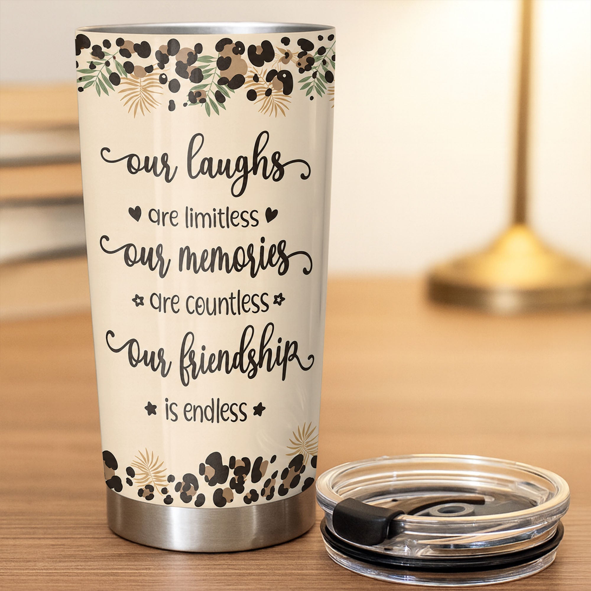 Personalized Leopard Print 20oz Tumbler Custom Gift for Best Friends