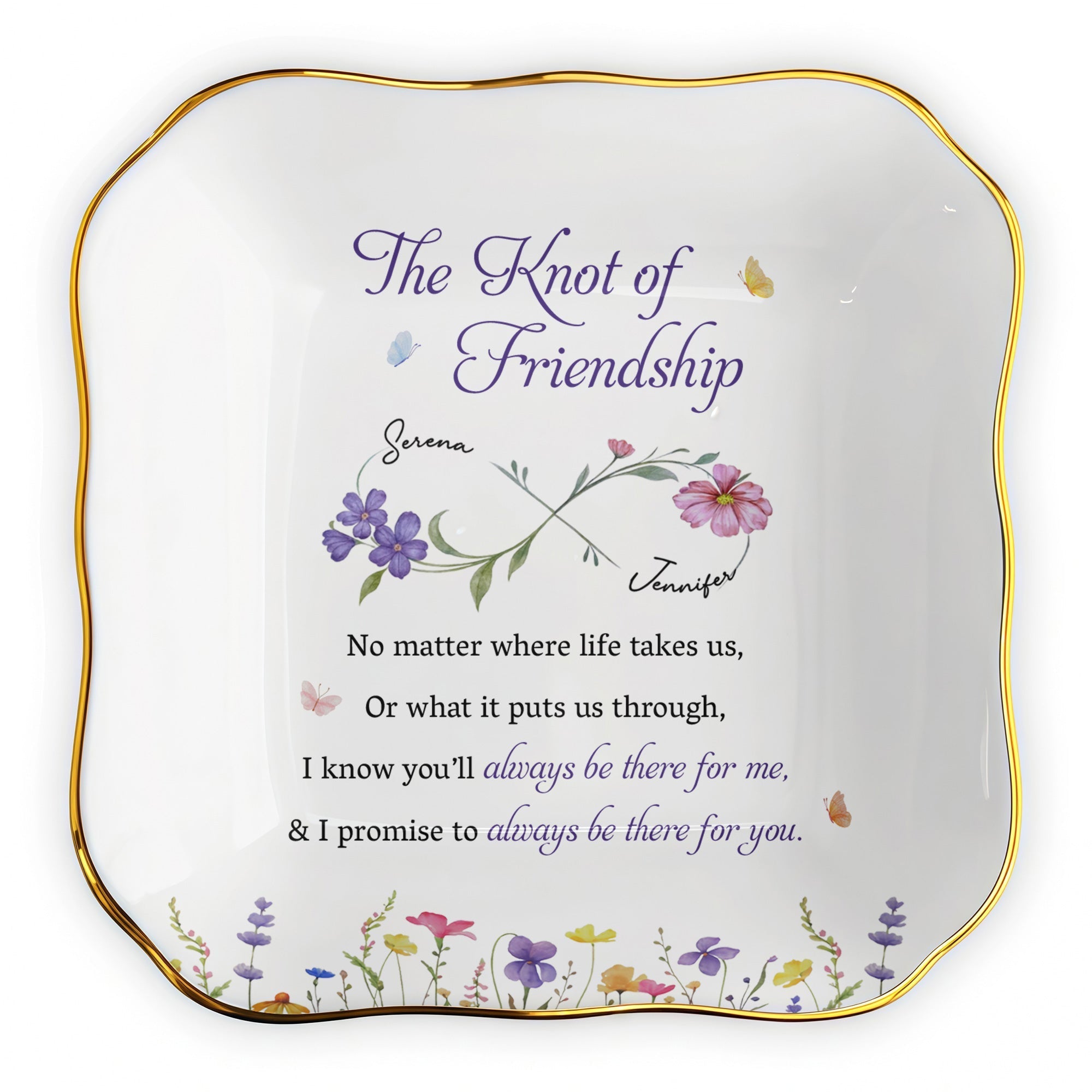 Personalized Lace Square Jewelry Dish Custom Name Gift for Bestie