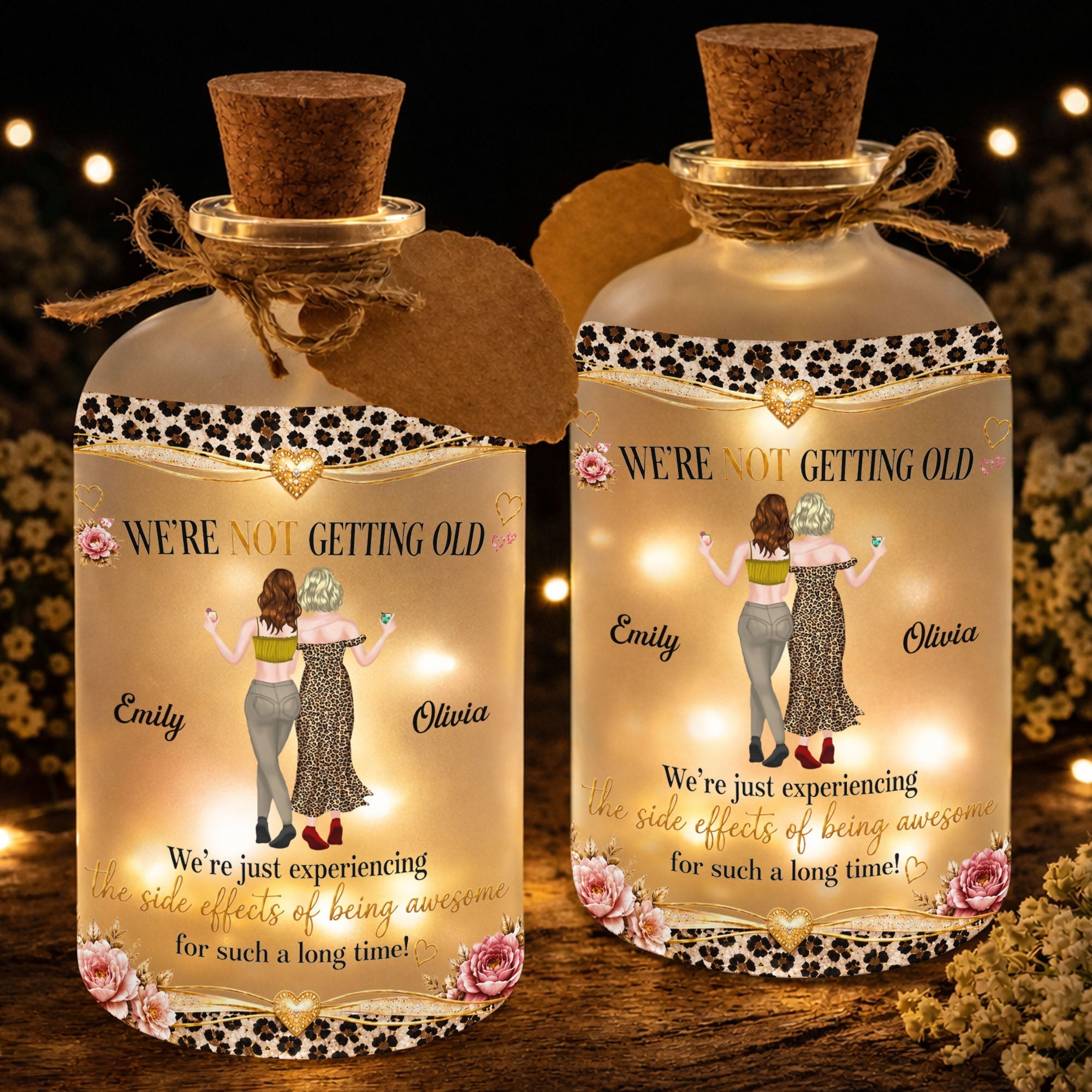 Personalized Frosted Glass Short Bottle Light Gift for Besties