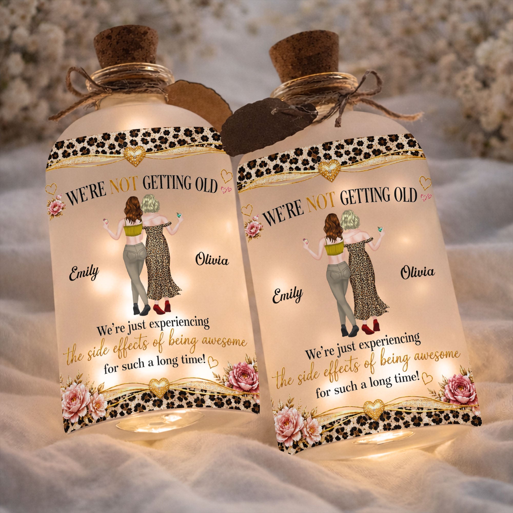 Personalized Frosted Glass Short Bottle Light Gift for Besties
