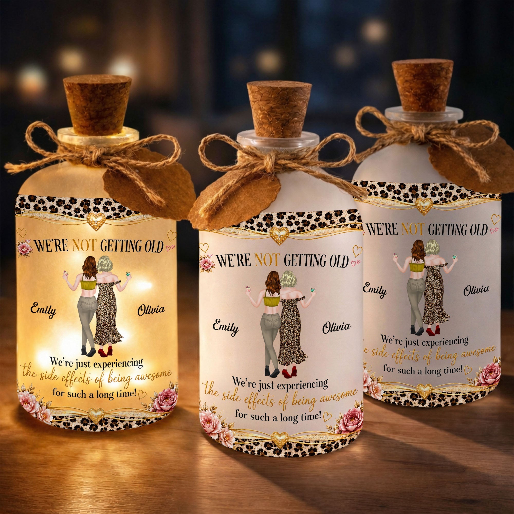 Personalized Frosted Glass Short Bottle Light Gift for Besties
