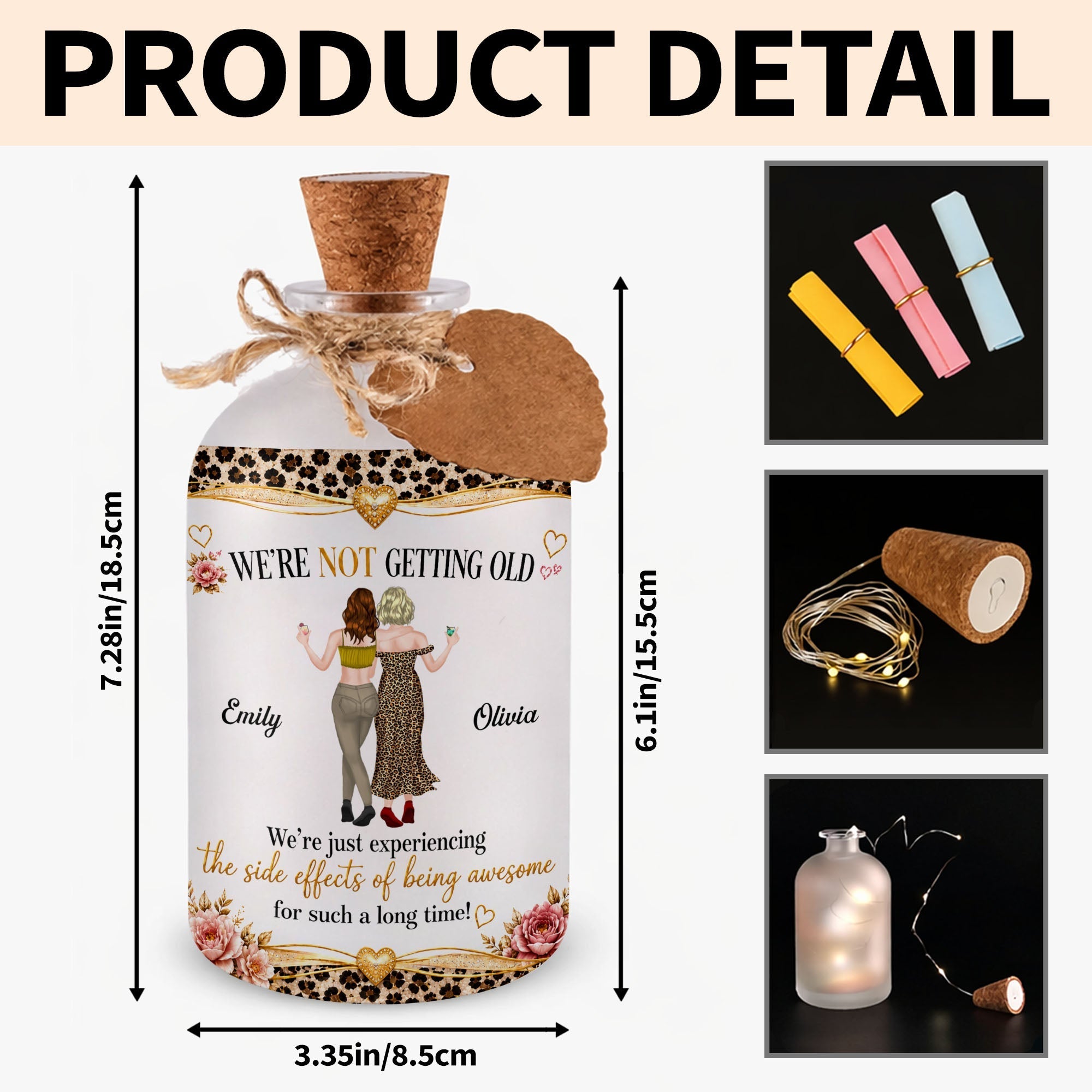 Personalized Frosted Glass Short Bottle Light Gift for Besties