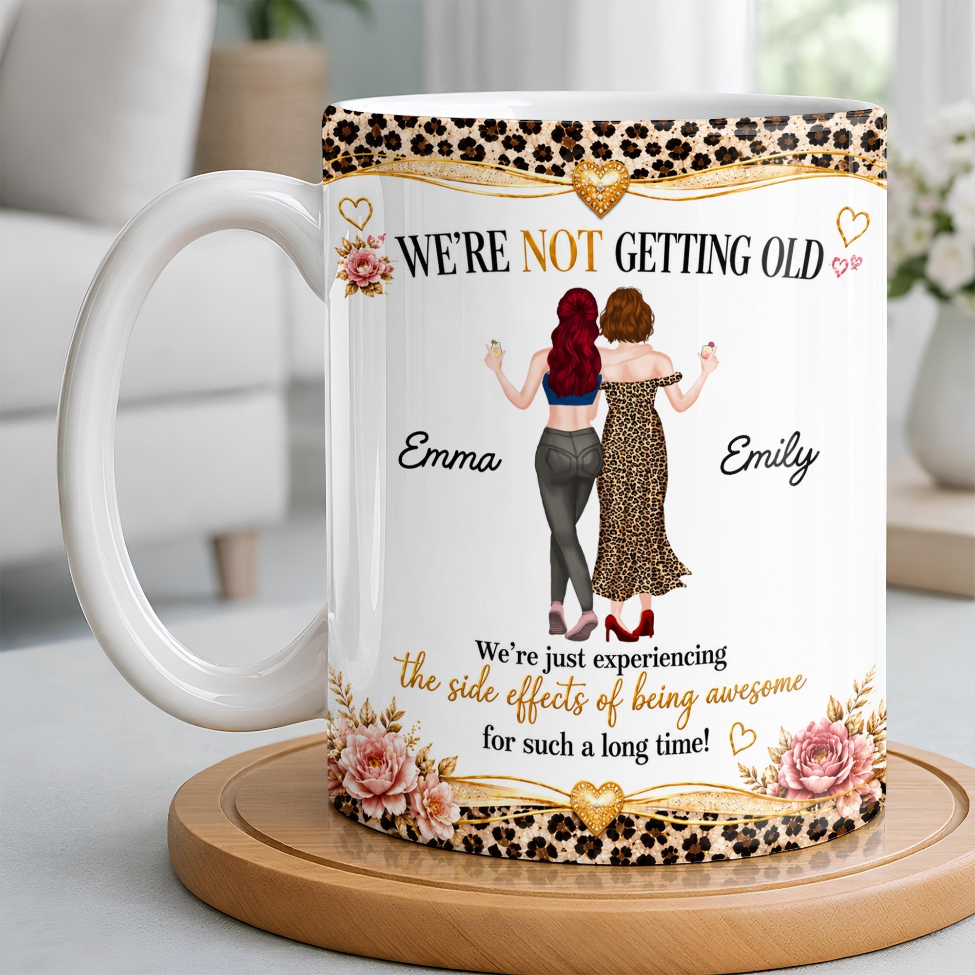 Personalized Leopard Print Coffee Mug Custom Name Gift for Best Friends
