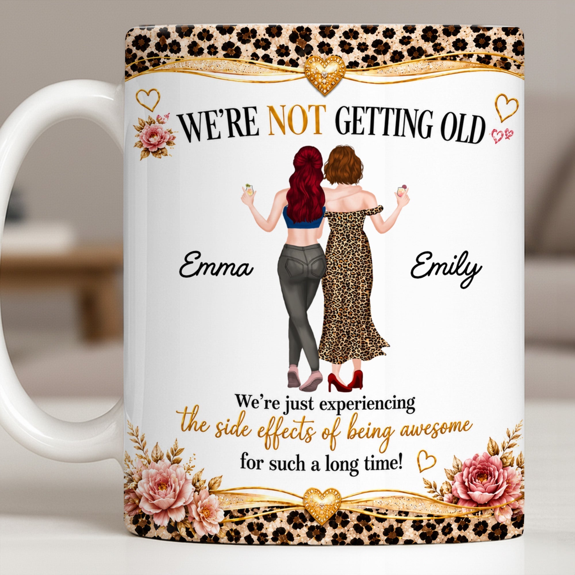 Personalized Leopard Print Coffee Mug Custom Name Gift for Best Friends